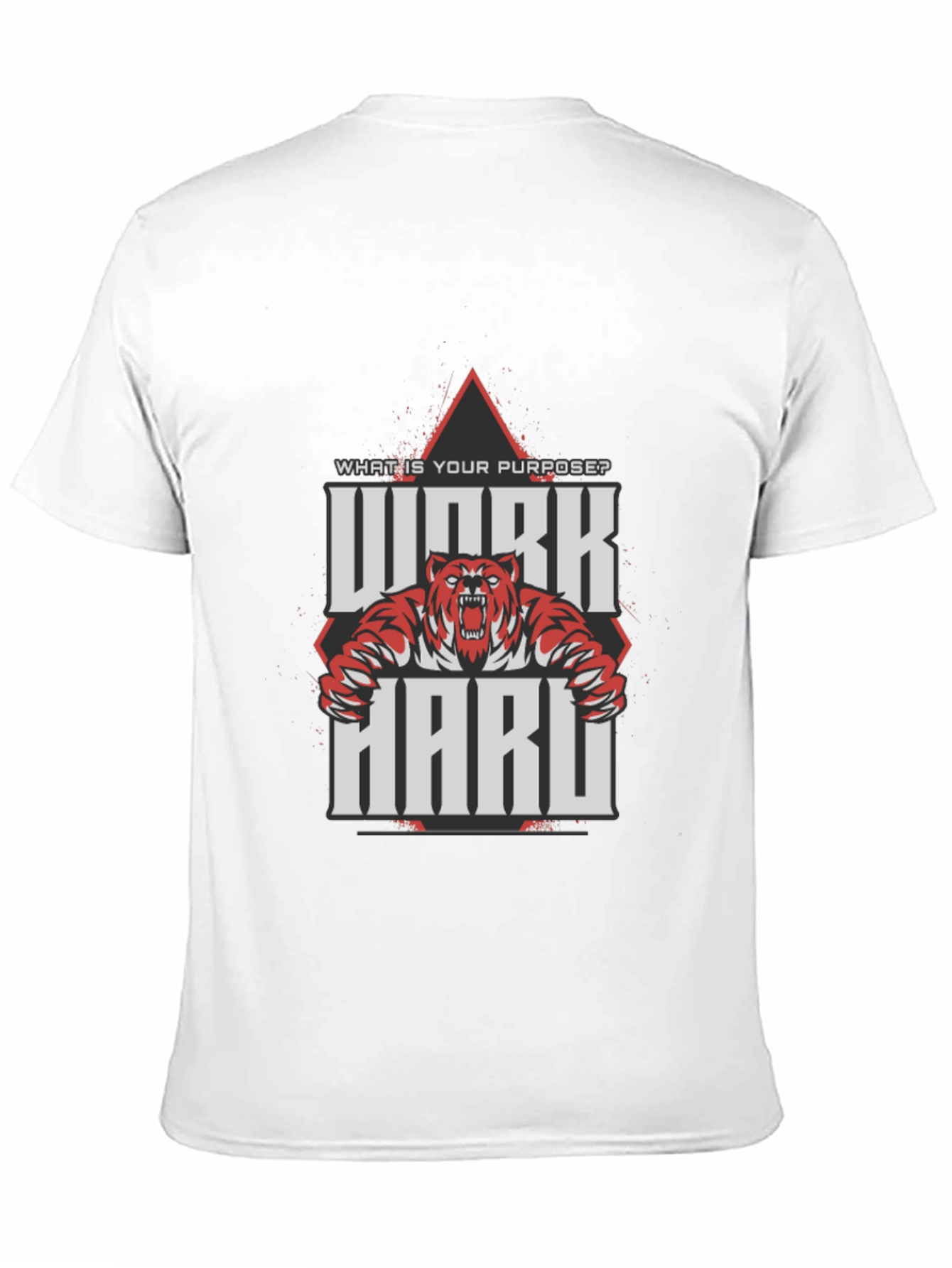 Work Hard Tiger Graphic Black T-Shirt