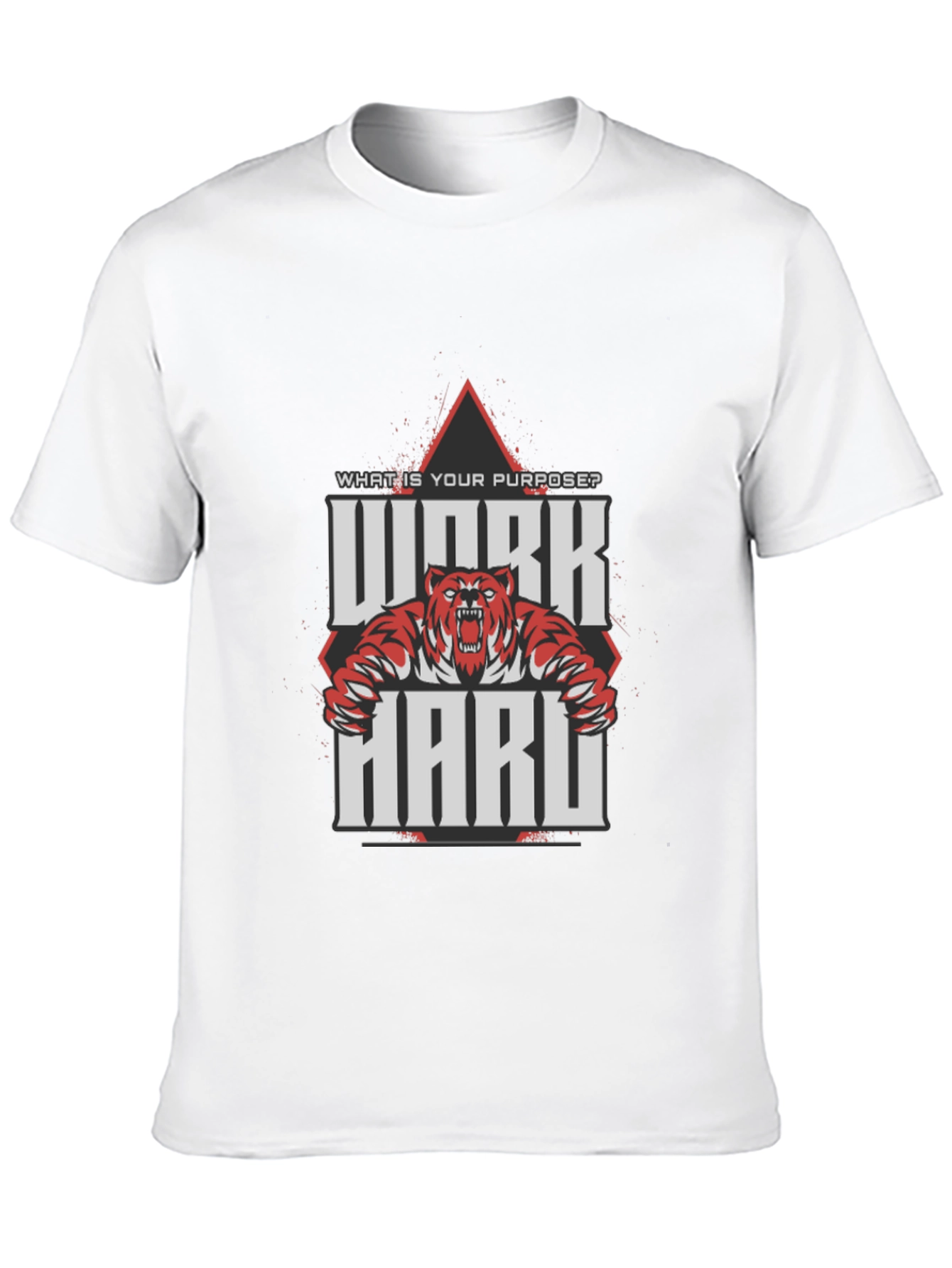 Work Hard Tiger Graphic Black T-Shirt