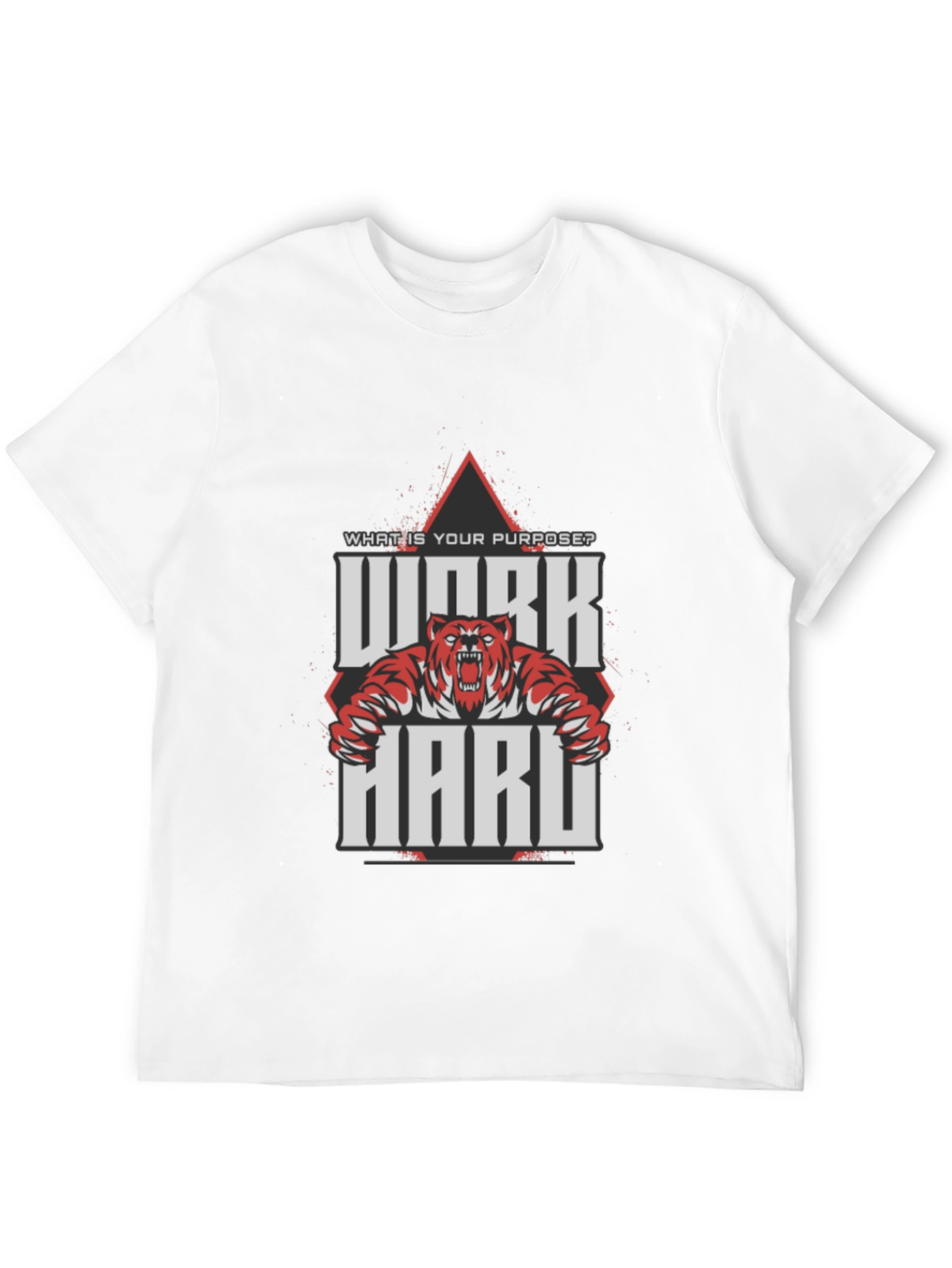 Work Hard Tiger Graphic Black T-Shirt