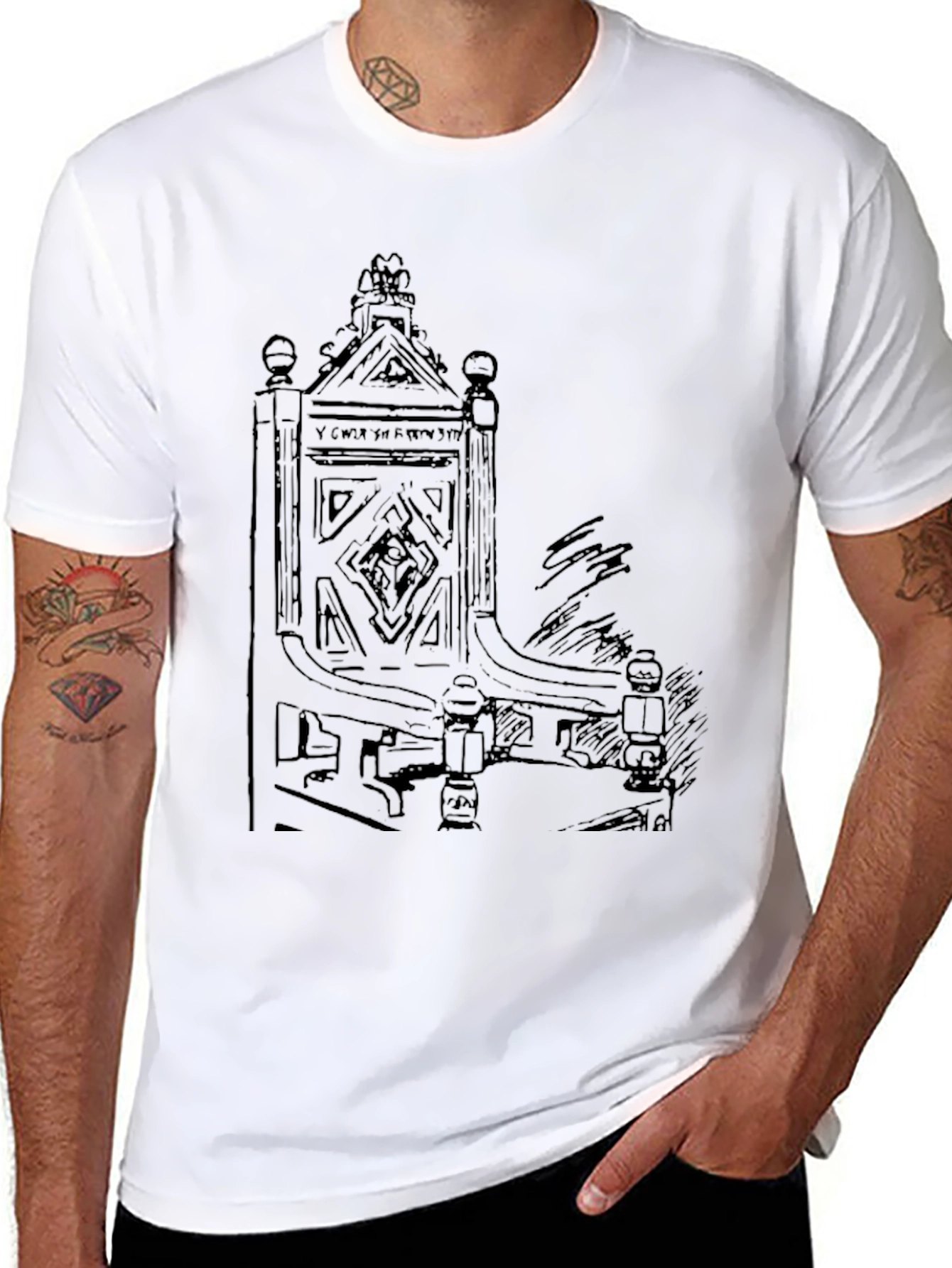 Unique Black T-Shirt with Medieval Throne Design