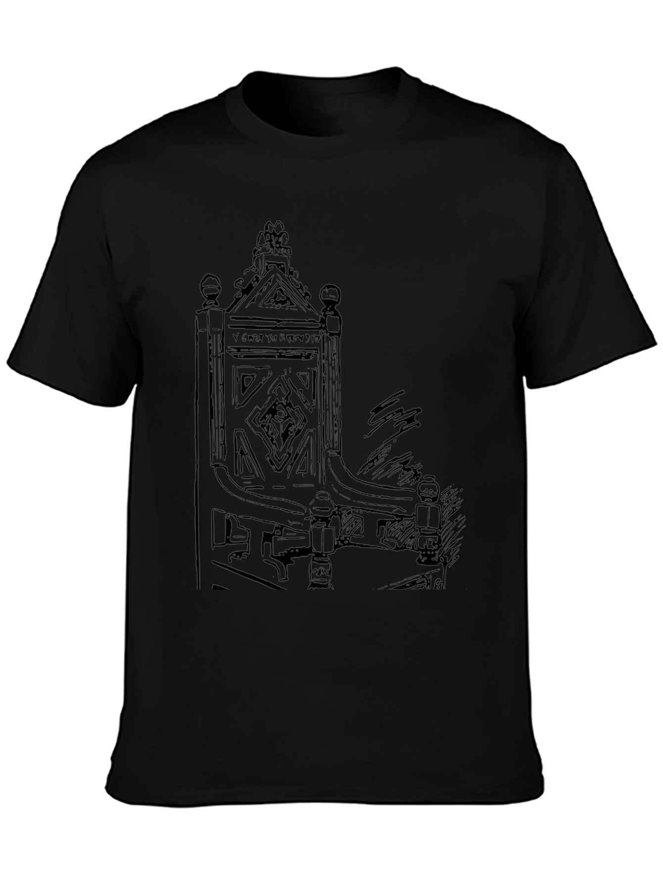 Unique Black T-Shirt with Medieval Throne Design