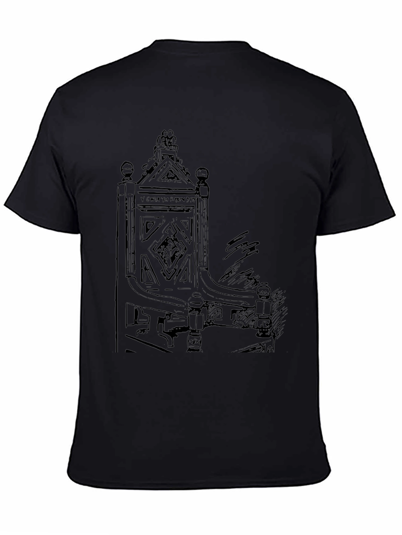 Unique Black T-Shirt with Medieval Throne Design