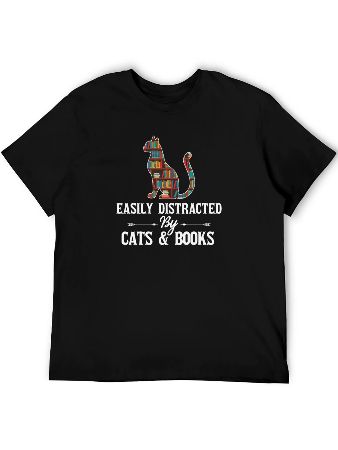 Easily Distracted By Cats and Books T-Shirt