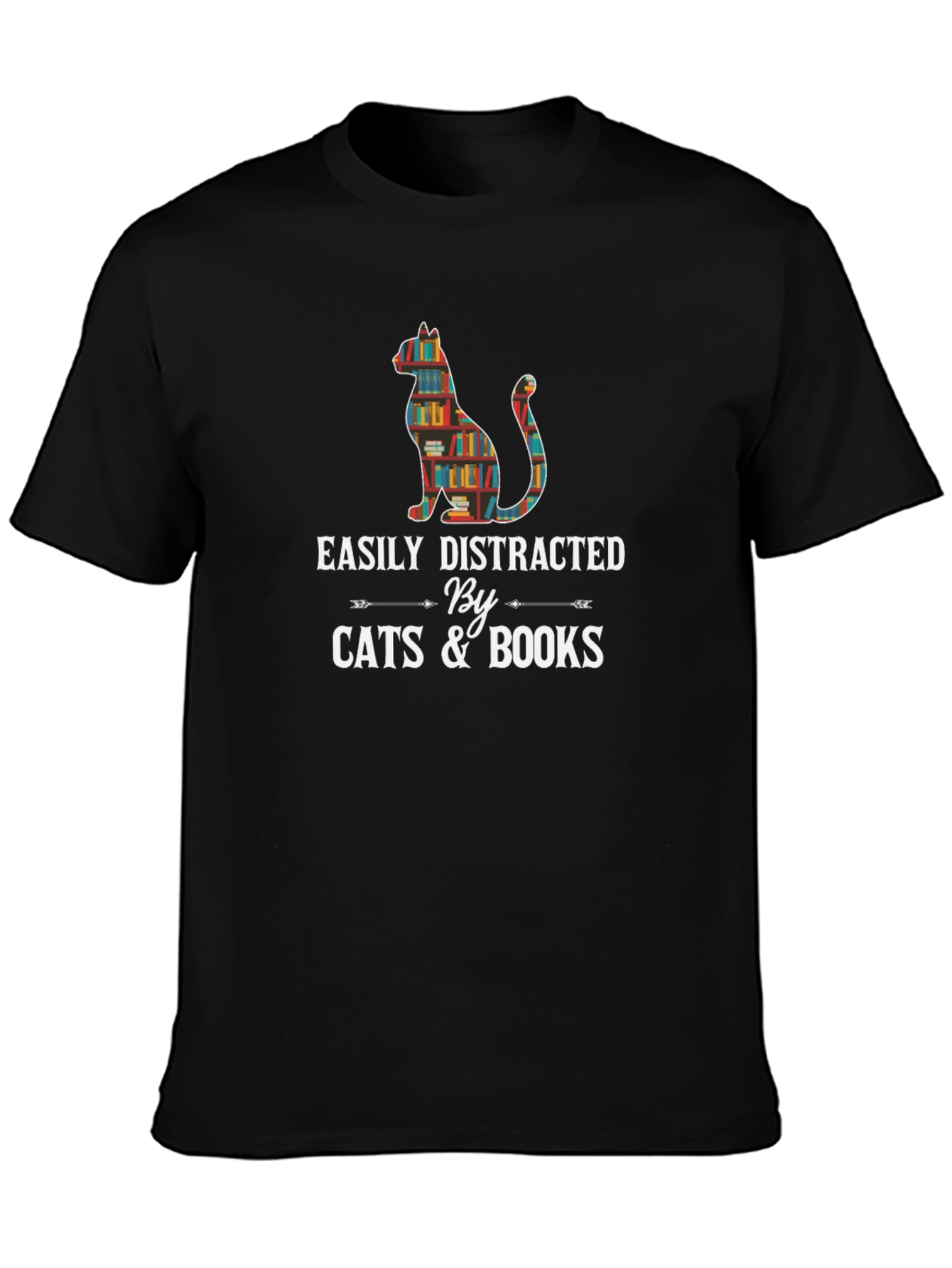 Easily Distracted By Cats and Books T-Shirt