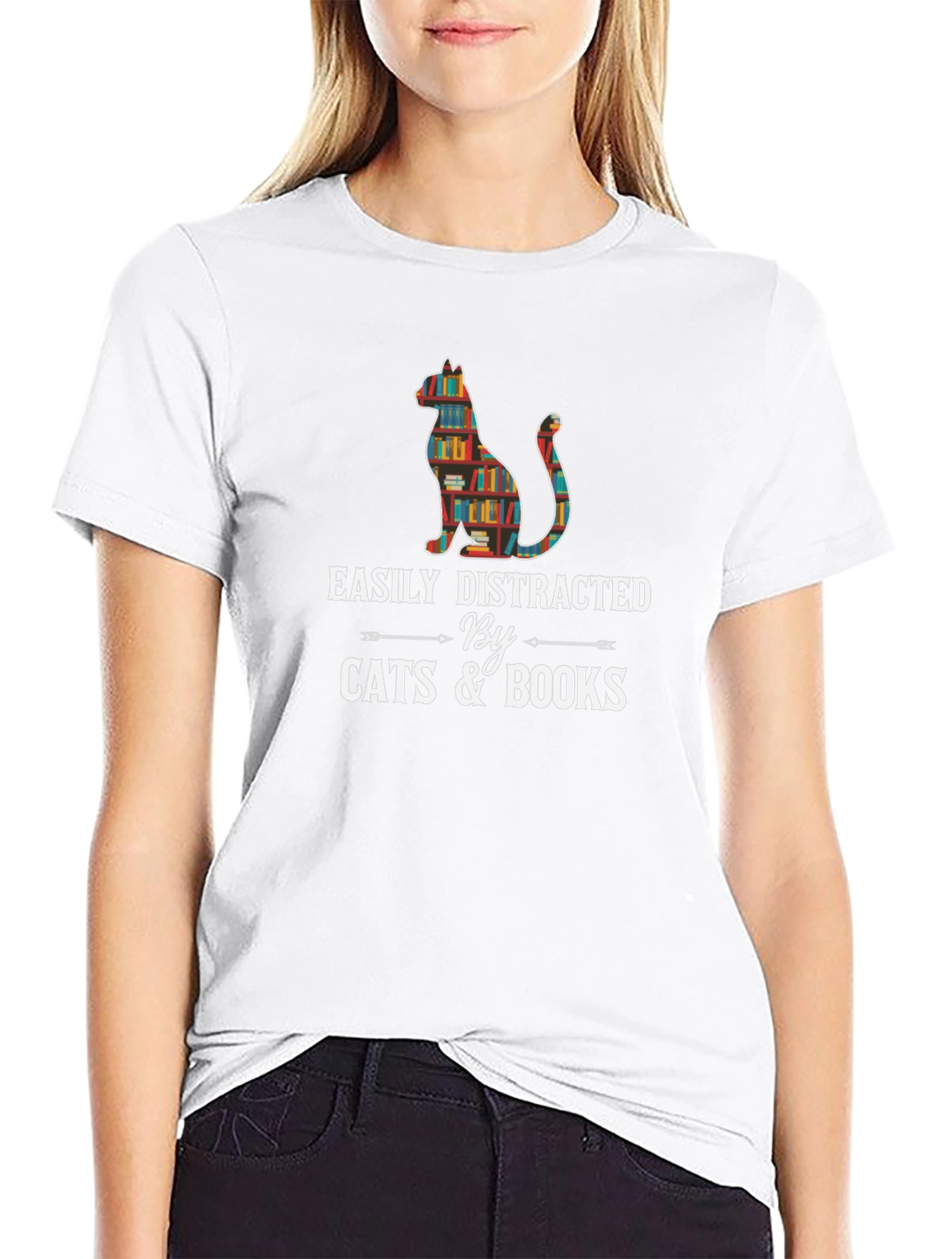 Easily Distracted By Cats and Books T-Shirt