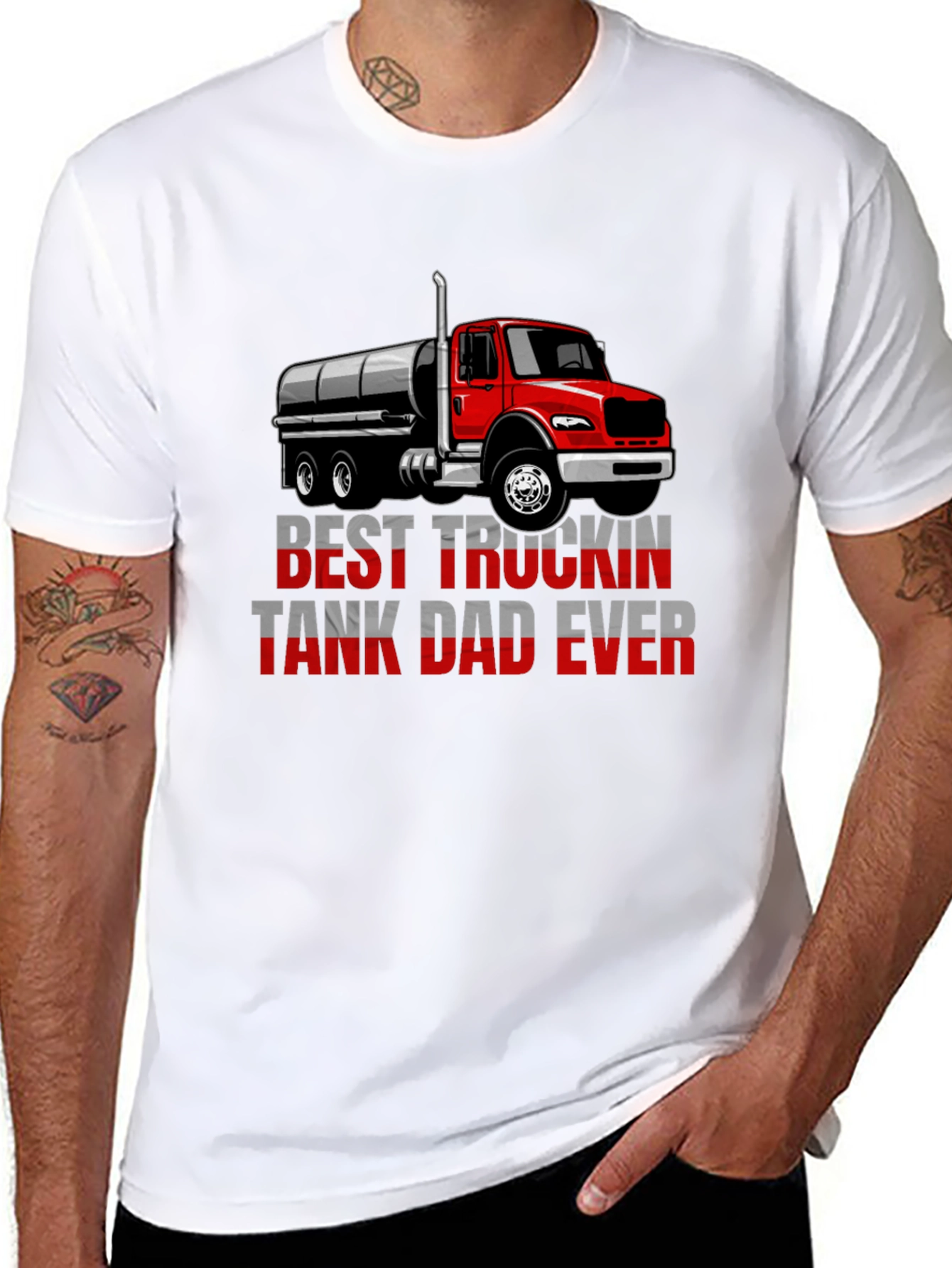 Best Truckin Tank Dad Ever T-Shirt - Black