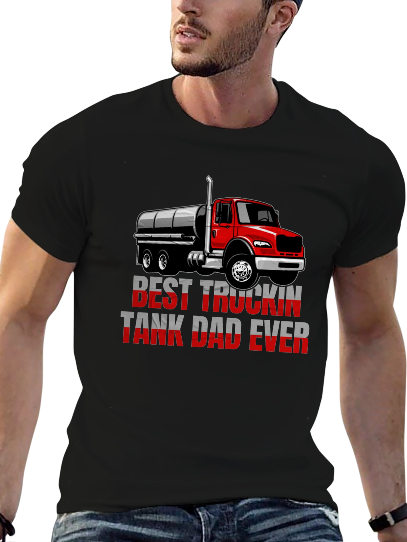 Best Truckin Tank Dad Ever T-Shirt - Black