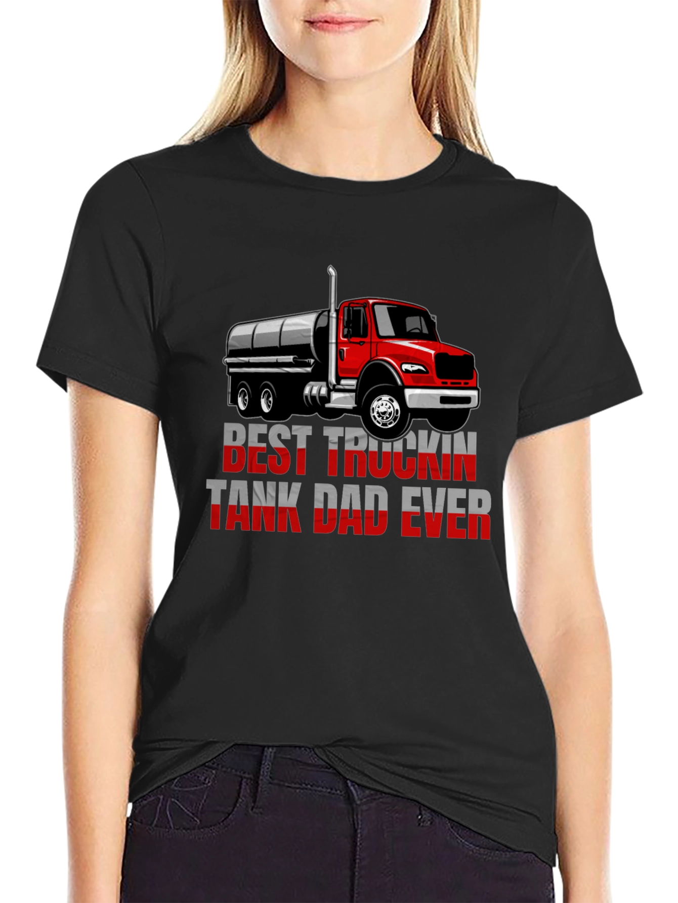 Best Truckin Tank Dad Ever T-Shirt - Black
