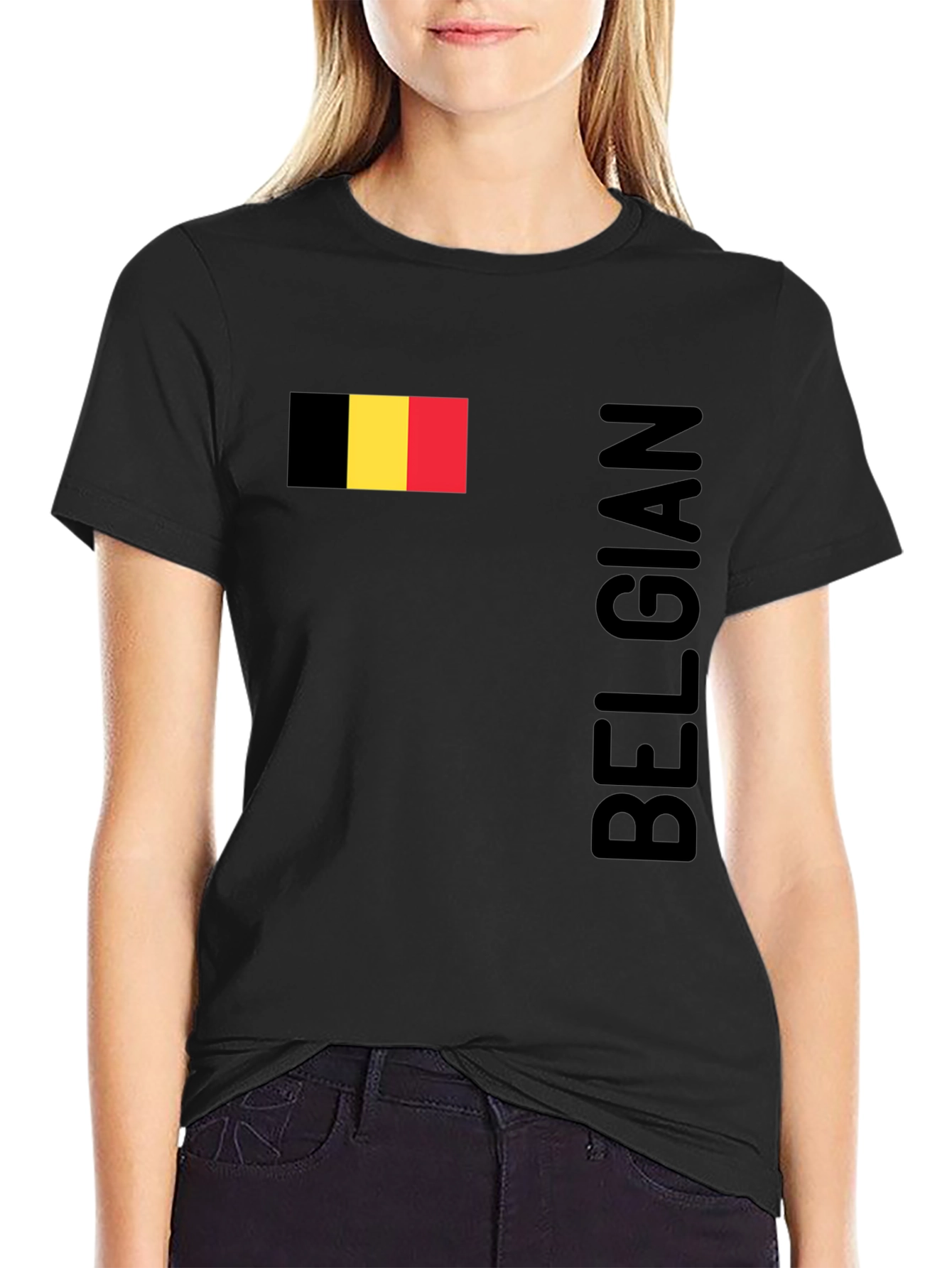 Belgian Flag T-Shirt - Black Patriotic Pride