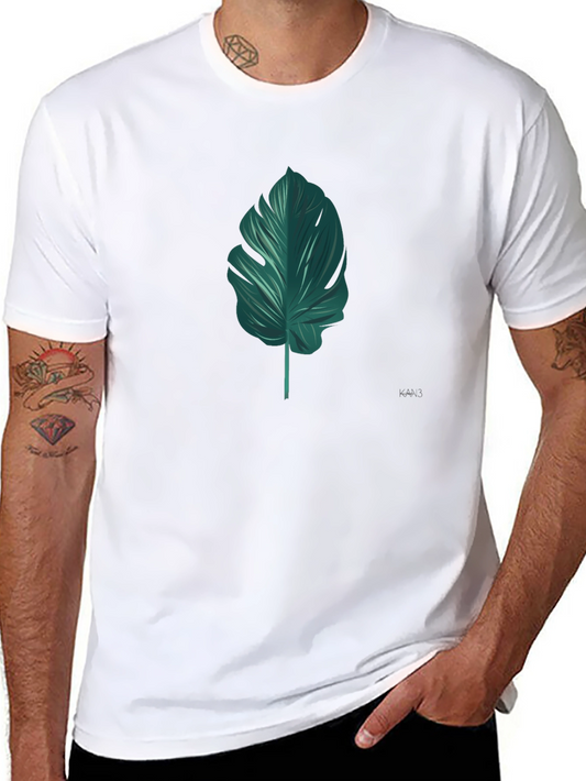 Stylish Tropical Leaf Graphic T-Shirt