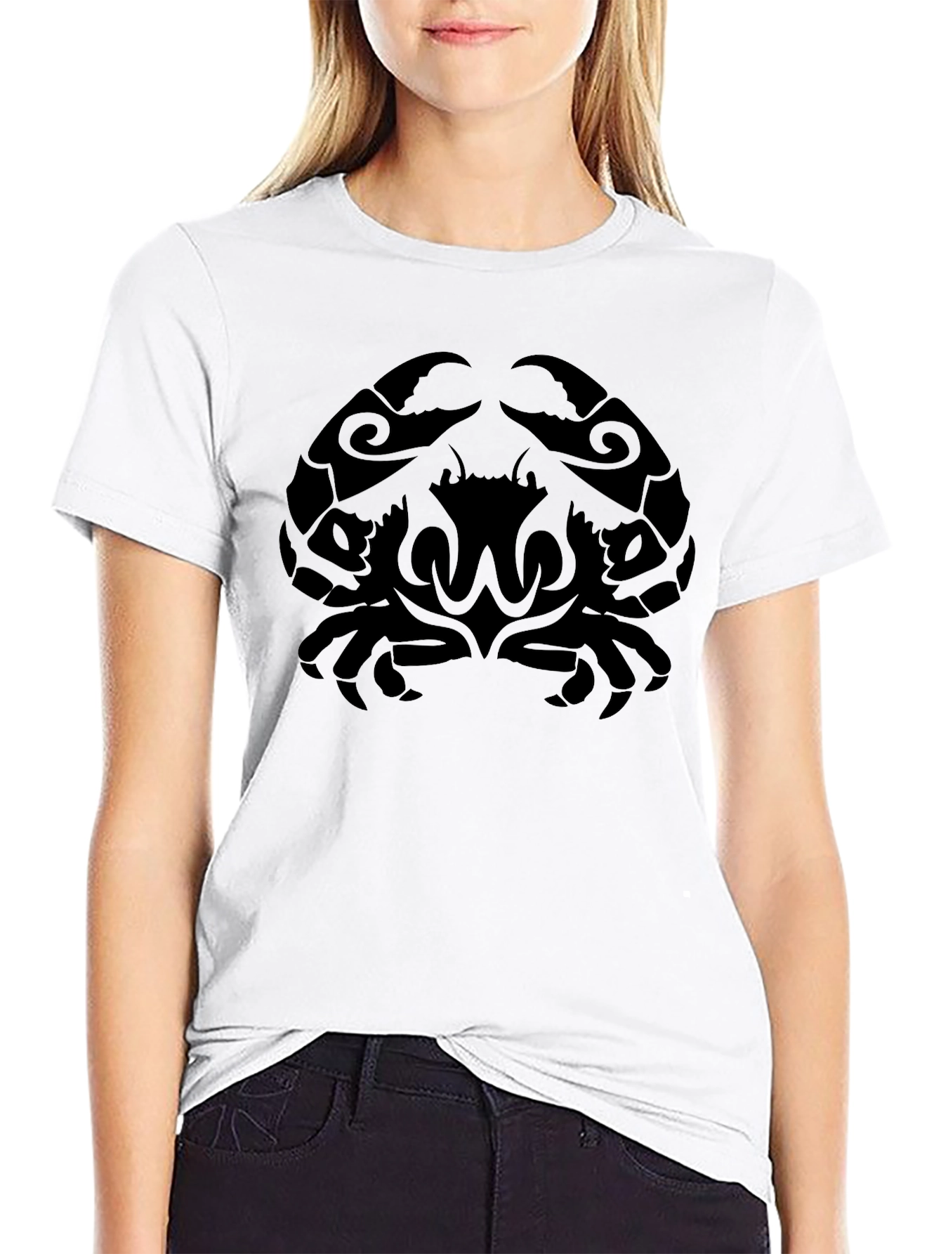 Tribal Crab Graphic Black T-Shirt