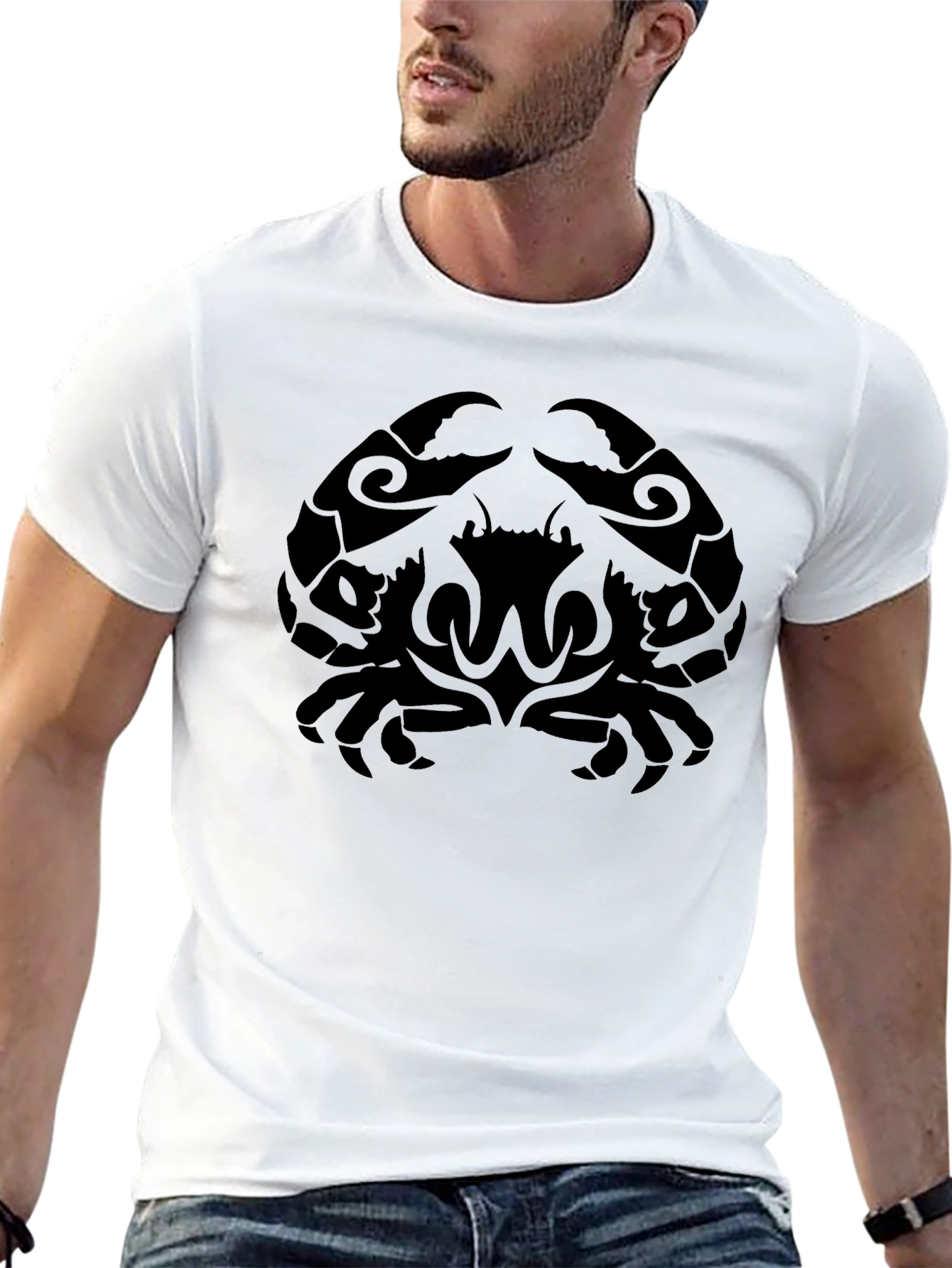 Tribal Crab Graphic Black T-Shirt