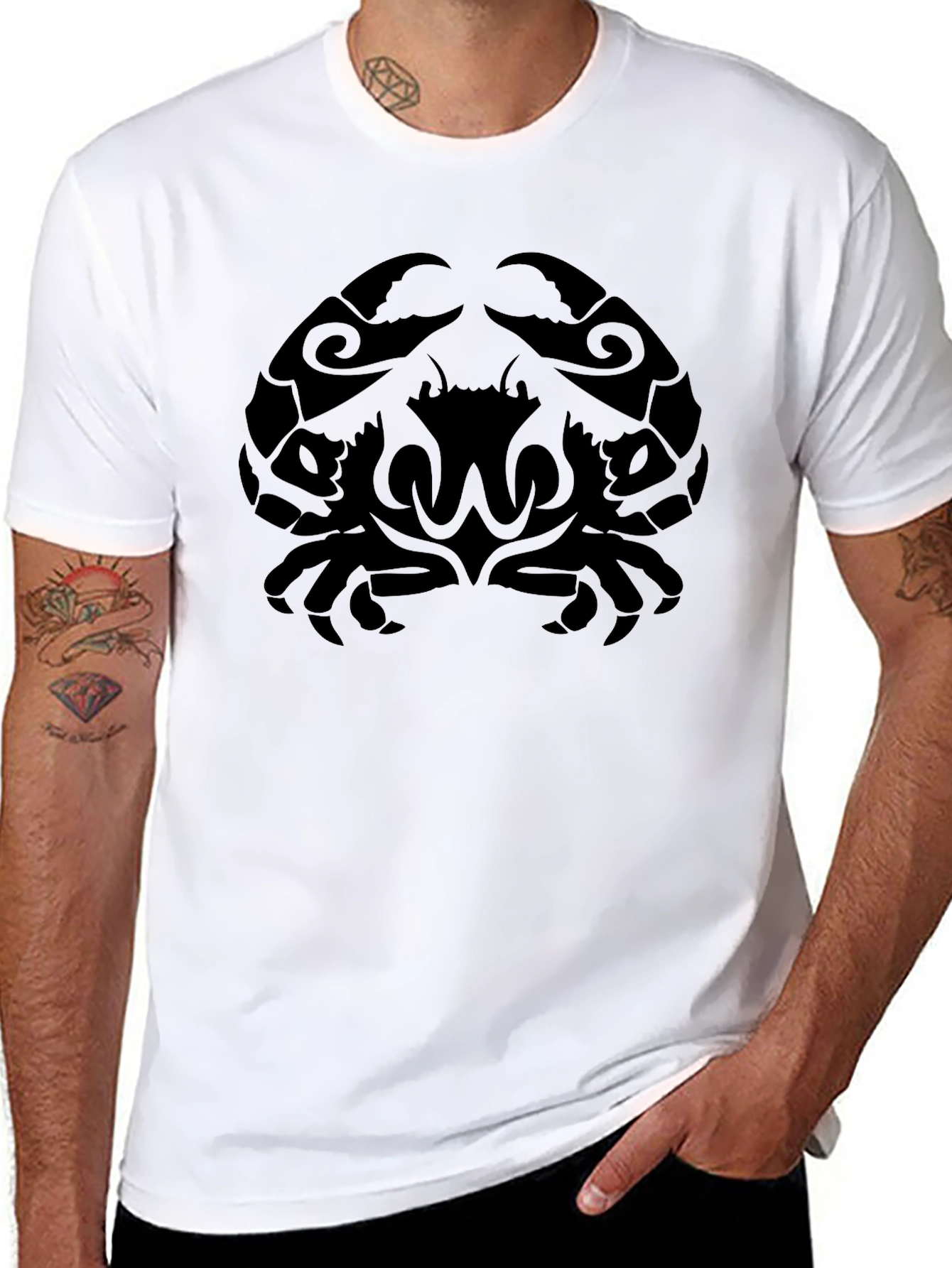 Tribal Crab Graphic Black T-Shirt