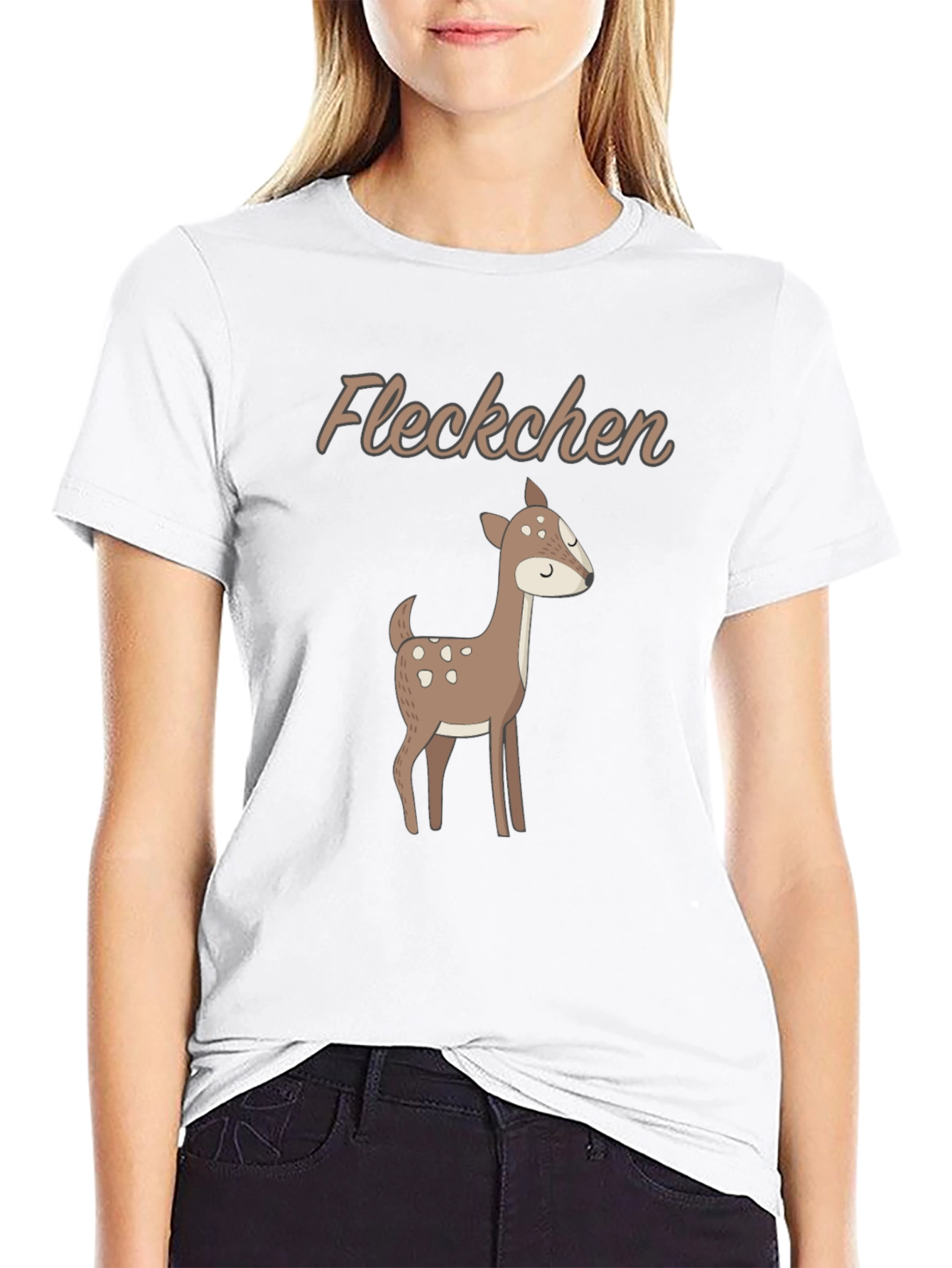 Cute Deer Graphic Tee - Fleckchen