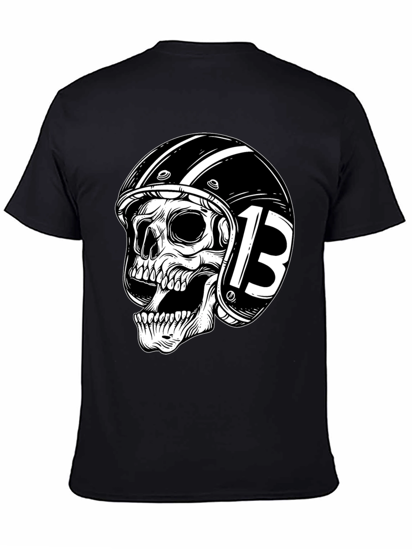 Mens Black Skull & Helmet Graphic T-Shirt
