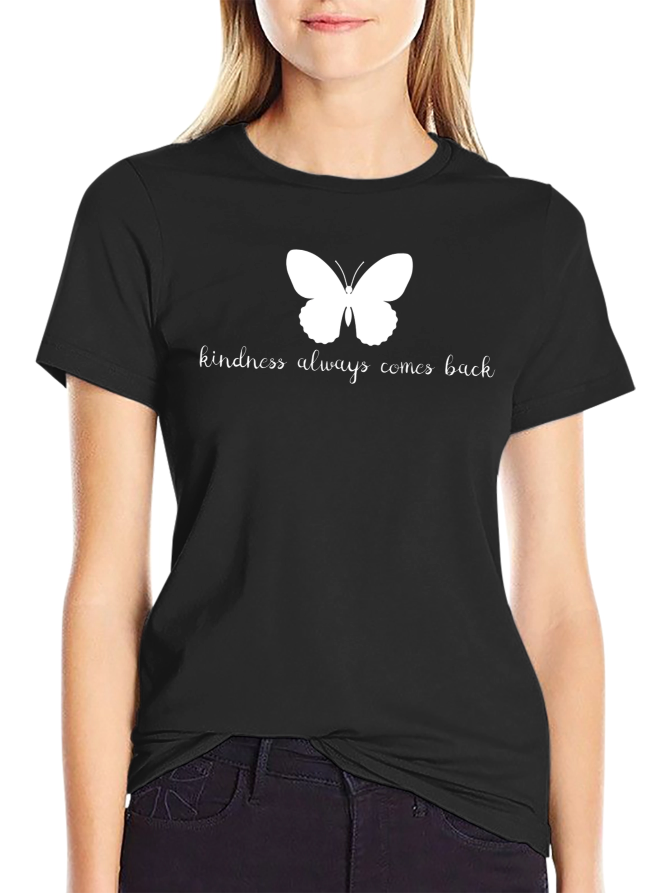 Kindness Butterfly Black T-Shirt