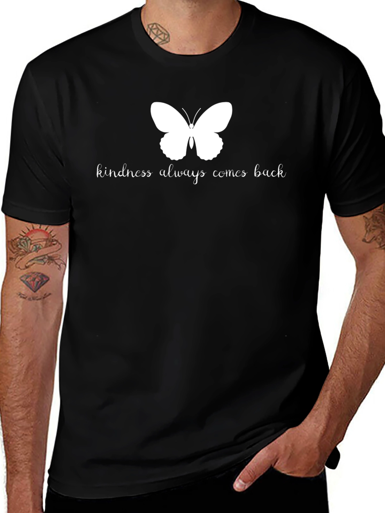 Kindness Butterfly Black T-Shirt