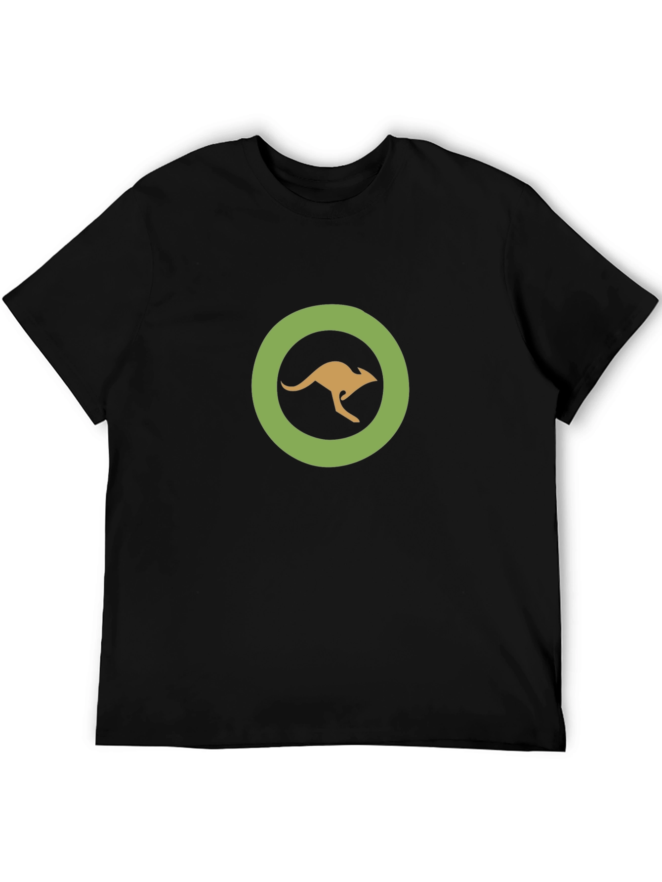 Kangaroo Circle Graphic Tee - Black Cotton T-Shirt