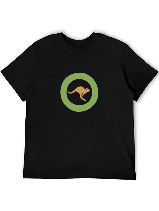 Kangaroo Circle Graphic Tee - Black Cotton T-Shirt