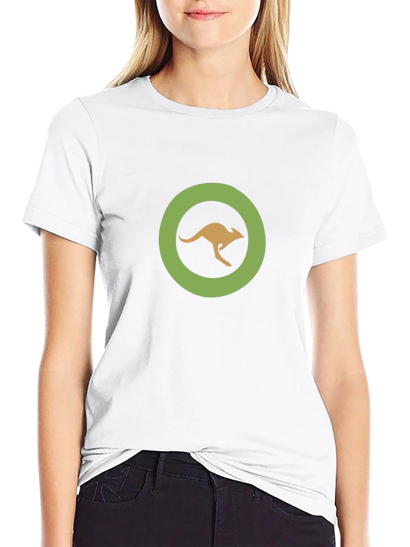 Kangaroo Circle Graphic Tee - Black Cotton T-Shirt