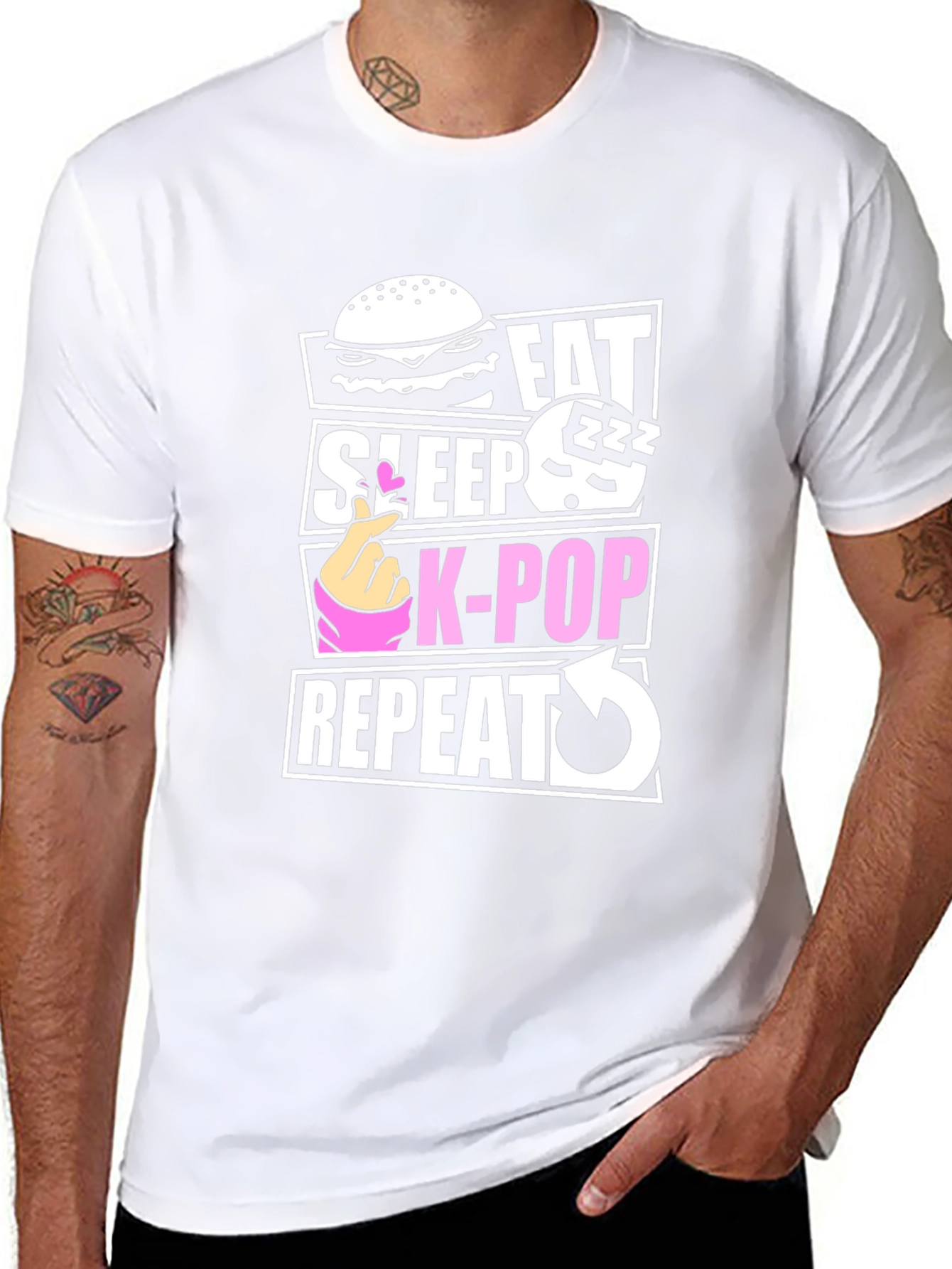 Eat Sleep K-Pop Repeat Black T-Shirt