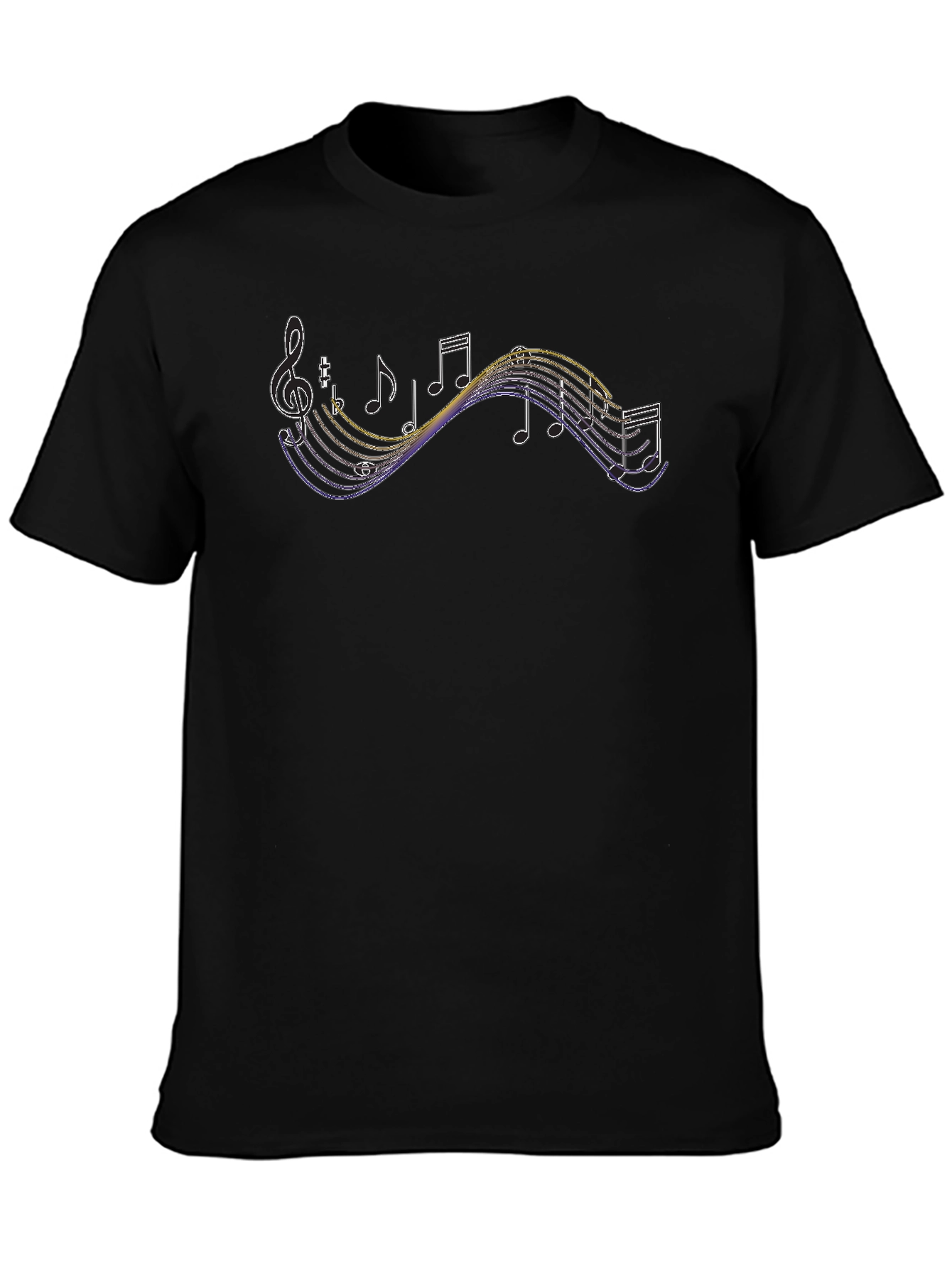 Musical Note Graphic Tee - Black Cotton T-Shirt