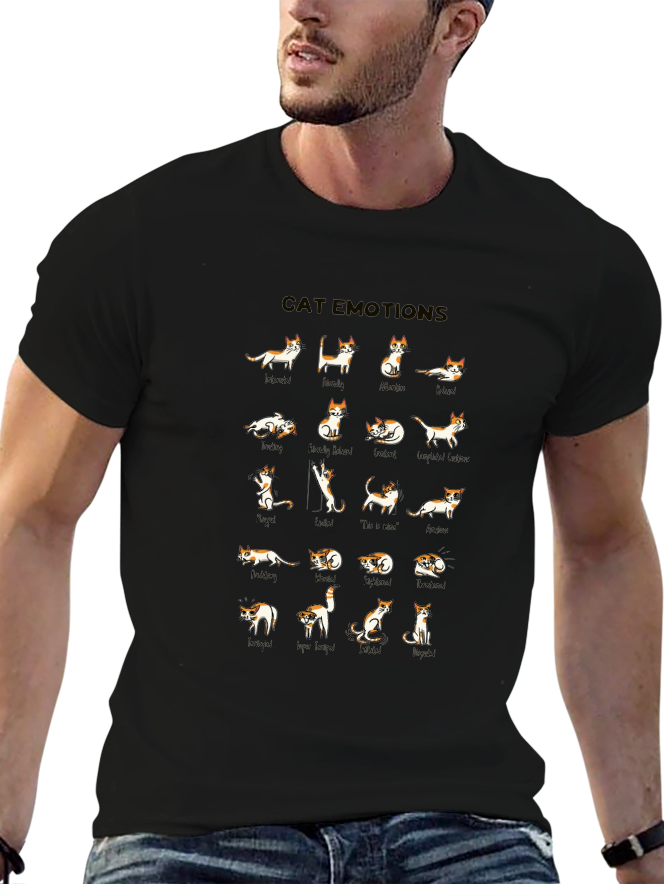Cat Emotions Graphic T-Shirt - Express Yourself!