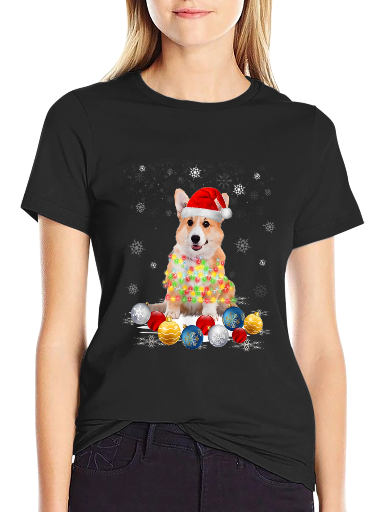 Christmas Corgi Lights T-Shirt – Cute Holiday Dog Lover Tee