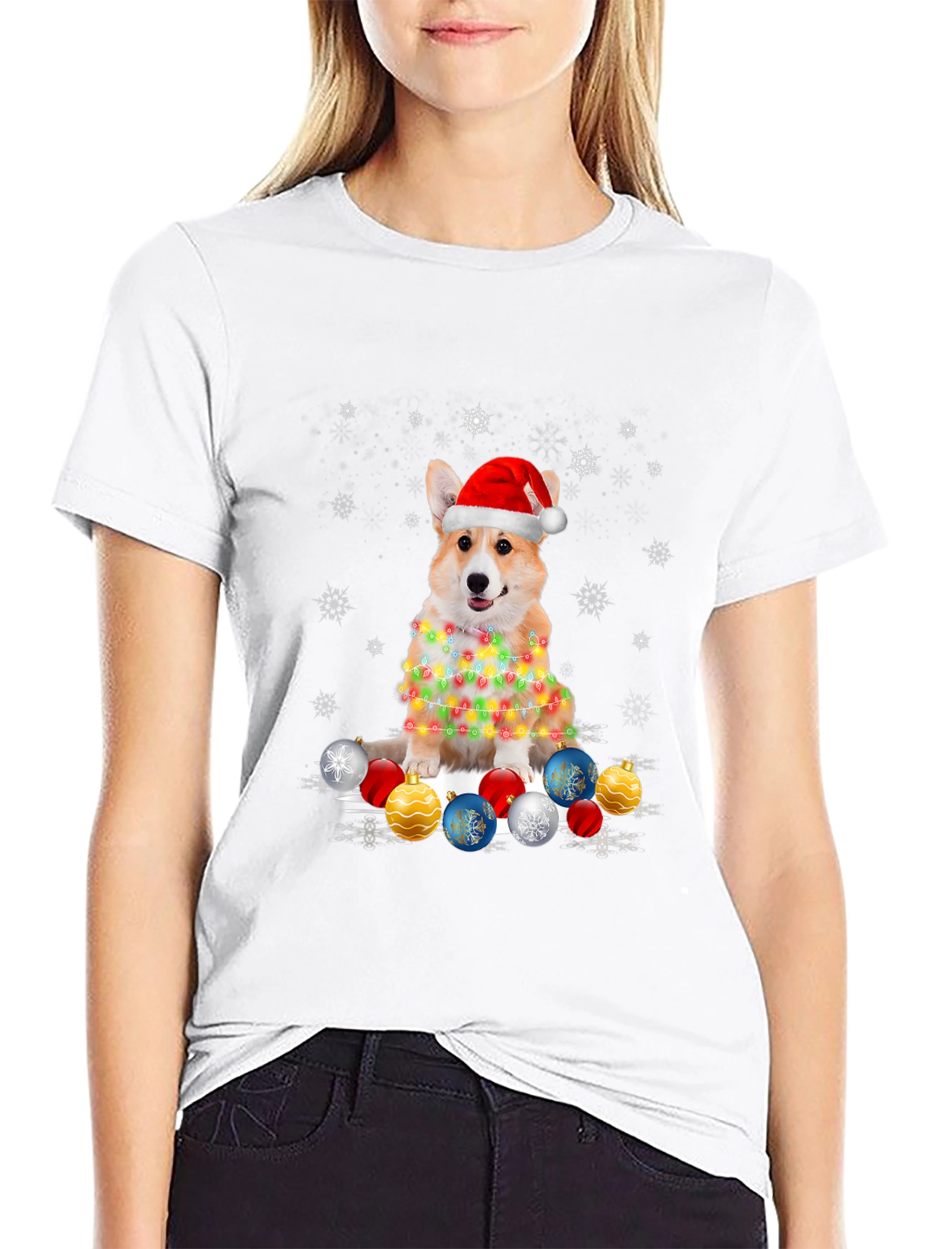 Christmas Corgi Lights T-Shirt – Cute Holiday Dog Lover Tee