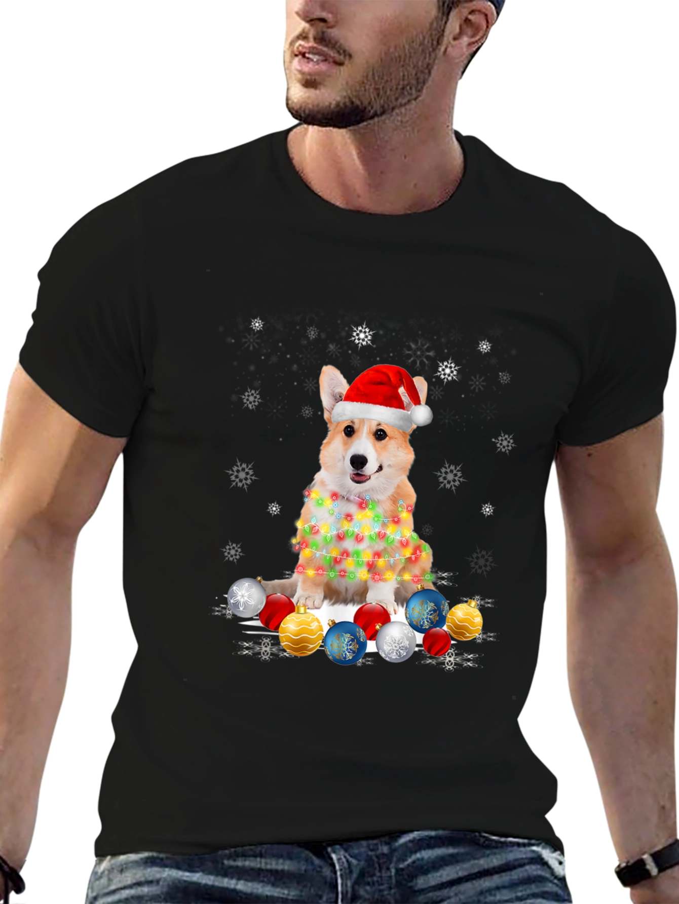 Christmas Corgi Lights T-Shirt – Cute Holiday Dog Lover Tee