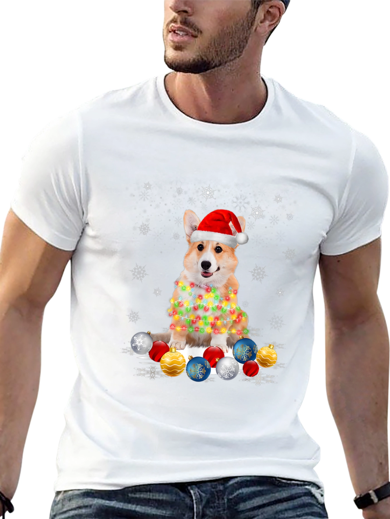 Christmas Corgi Lights T-Shirt – Cute Holiday Dog Lover Tee