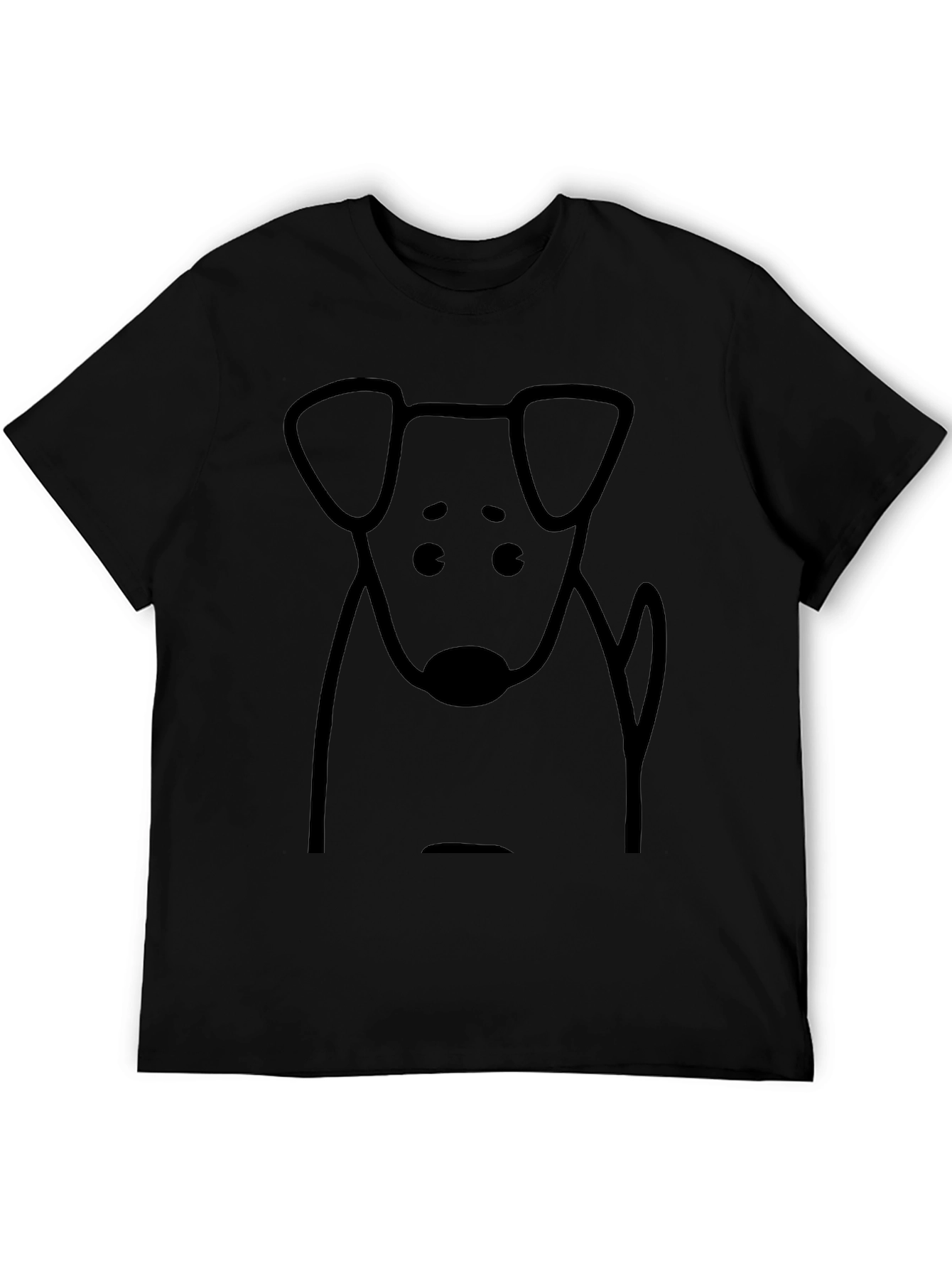 Dog Graphic Print T-Shirt - Casual Black Tee