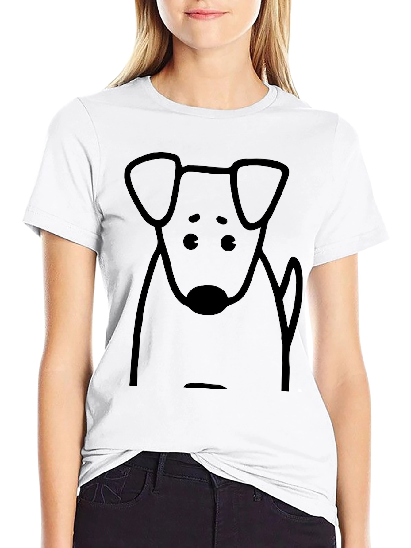 Dog Graphic Print T-Shirt - Casual Black Tee
