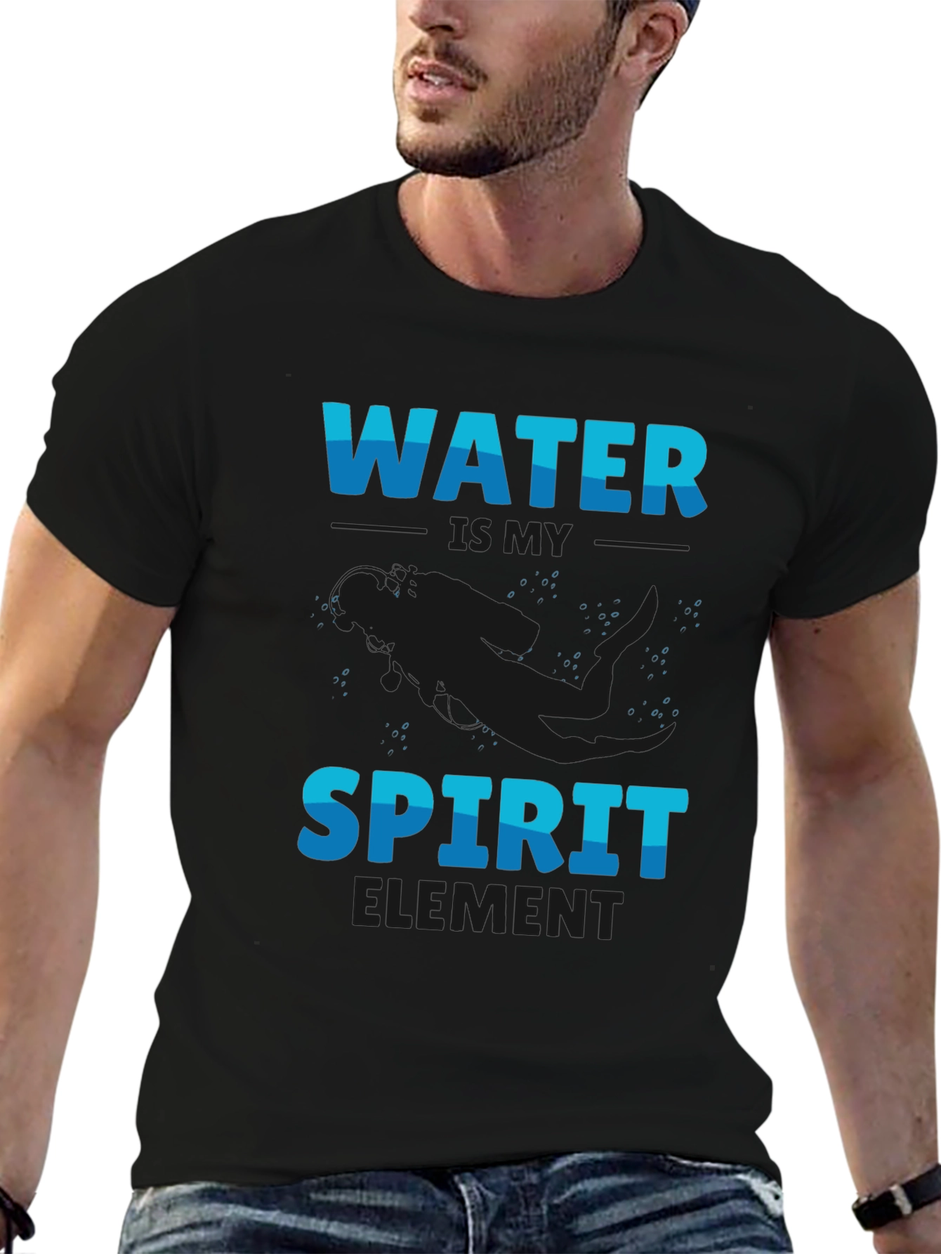 Water Spirit Element T-Shirt - Black Graphic Tee