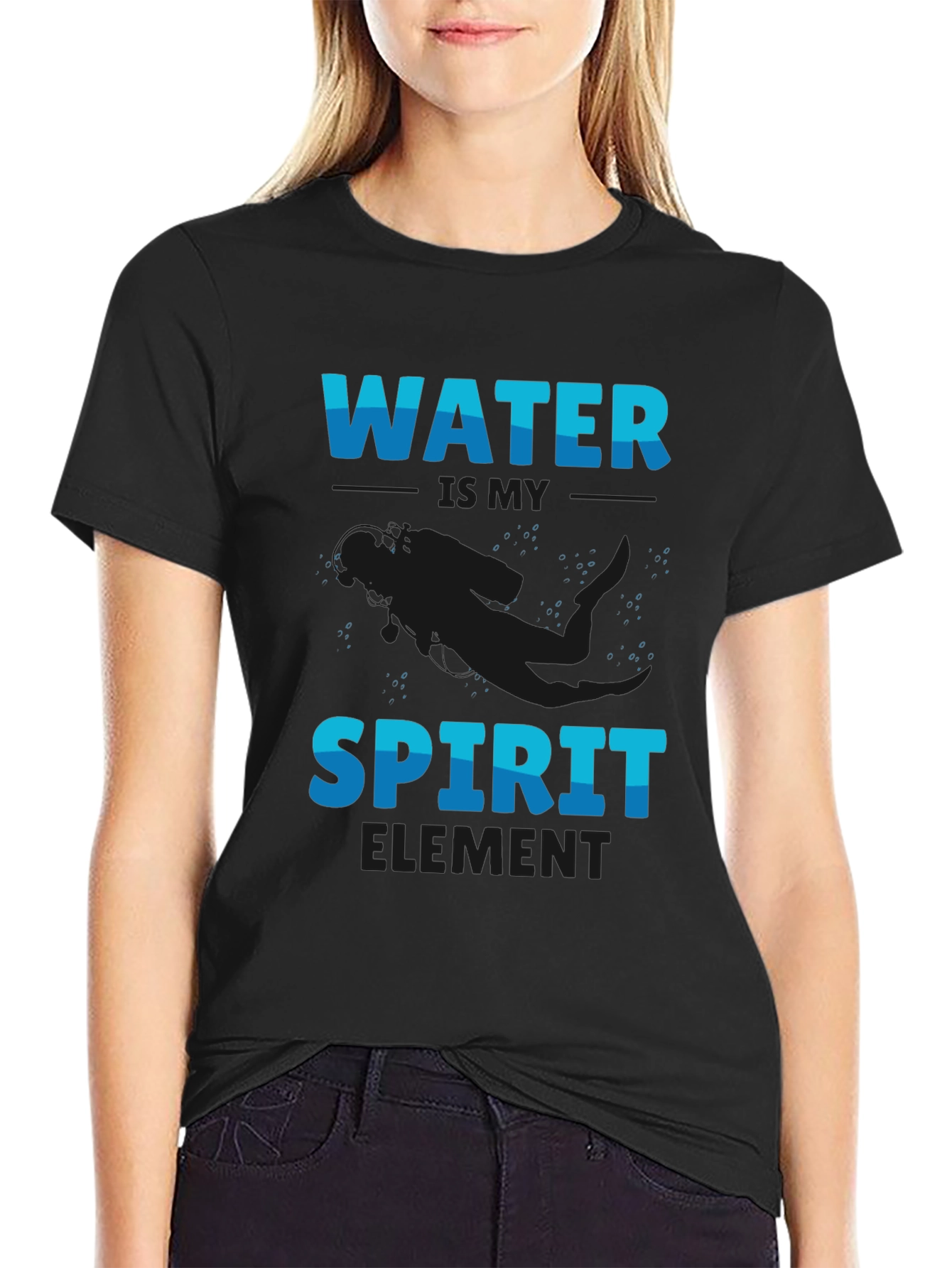 Water Spirit Element T-Shirt - Black Graphic Tee