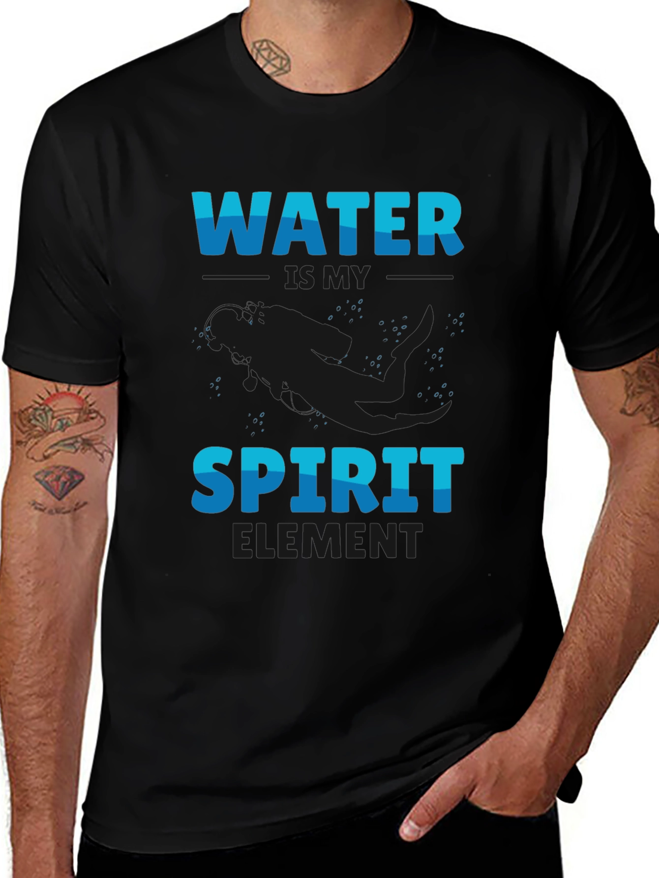 Water Spirit Element T-Shirt - Black Graphic Tee