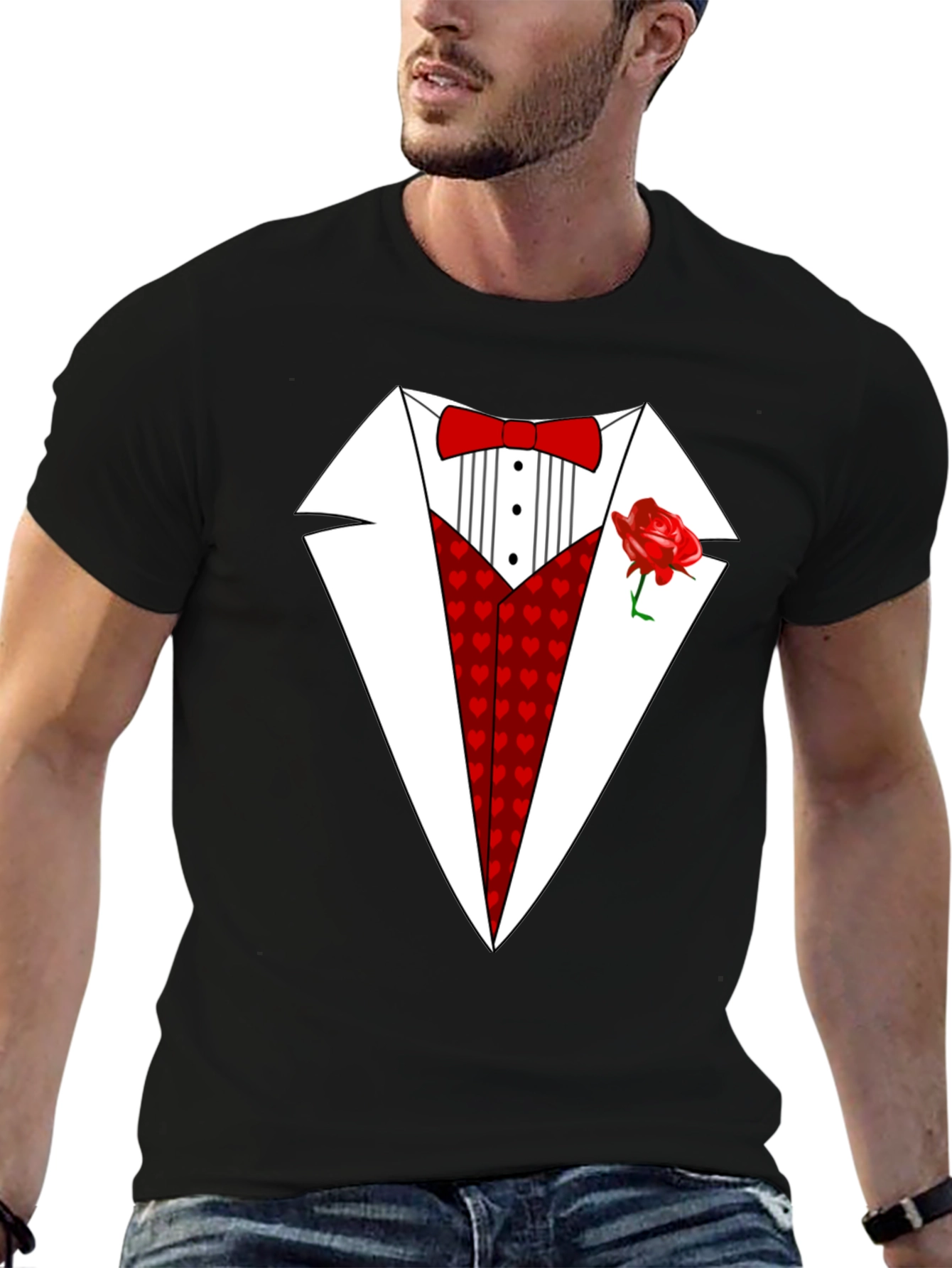 Heart Tuxedo T-Shirt - Valentines Day Ready