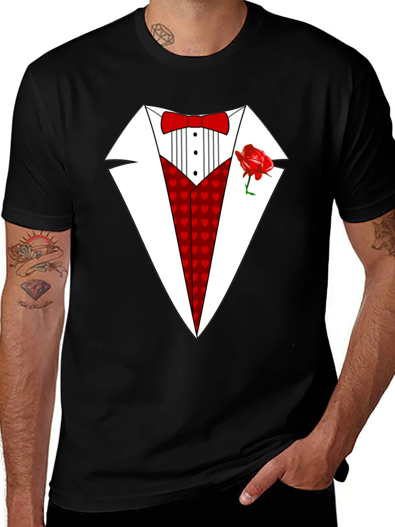 Heart Tuxedo T-Shirt - Valentines Day Ready