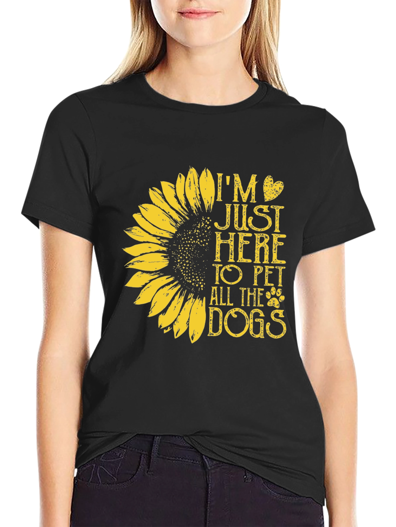 I’m Just Here to Pet All the Dogs T-Shirt – Sunflower Dog Lover Tee