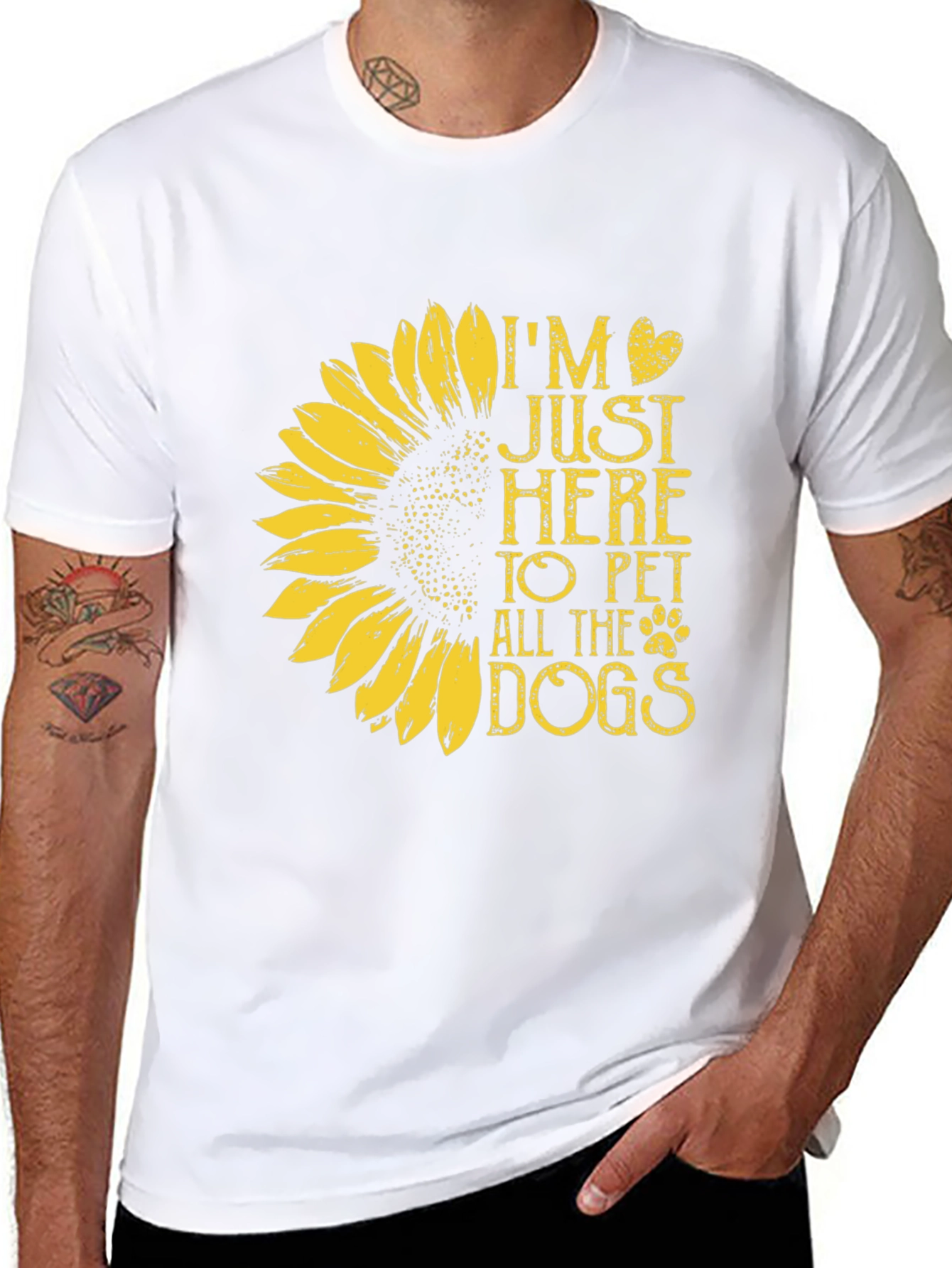 I’m Just Here to Pet All the Dogs T-Shirt – Sunflower Dog Lover Tee
