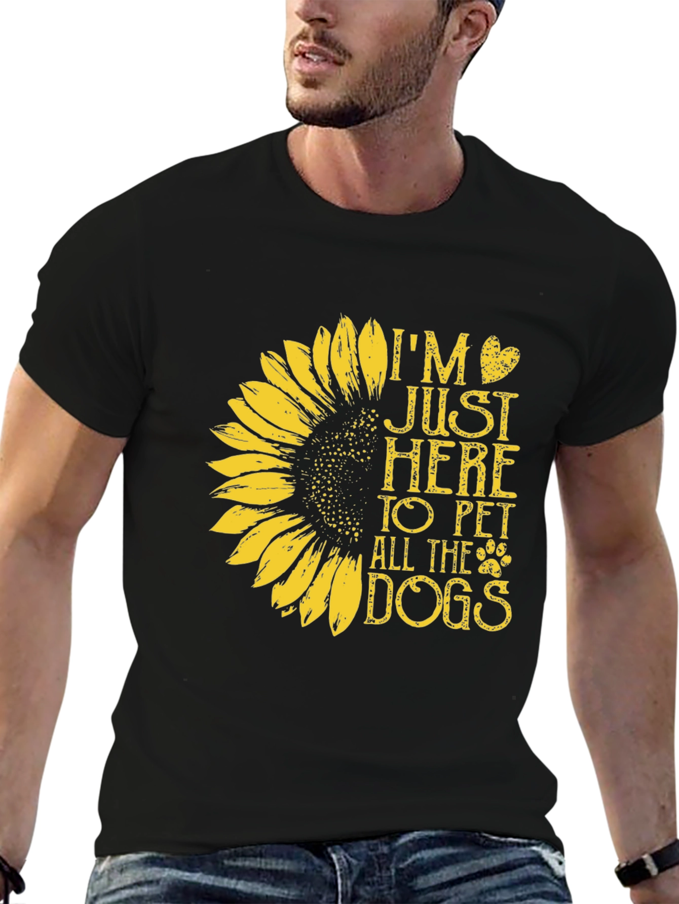 I’m Just Here to Pet All the Dogs T-Shirt – Sunflower Dog Lover Tee