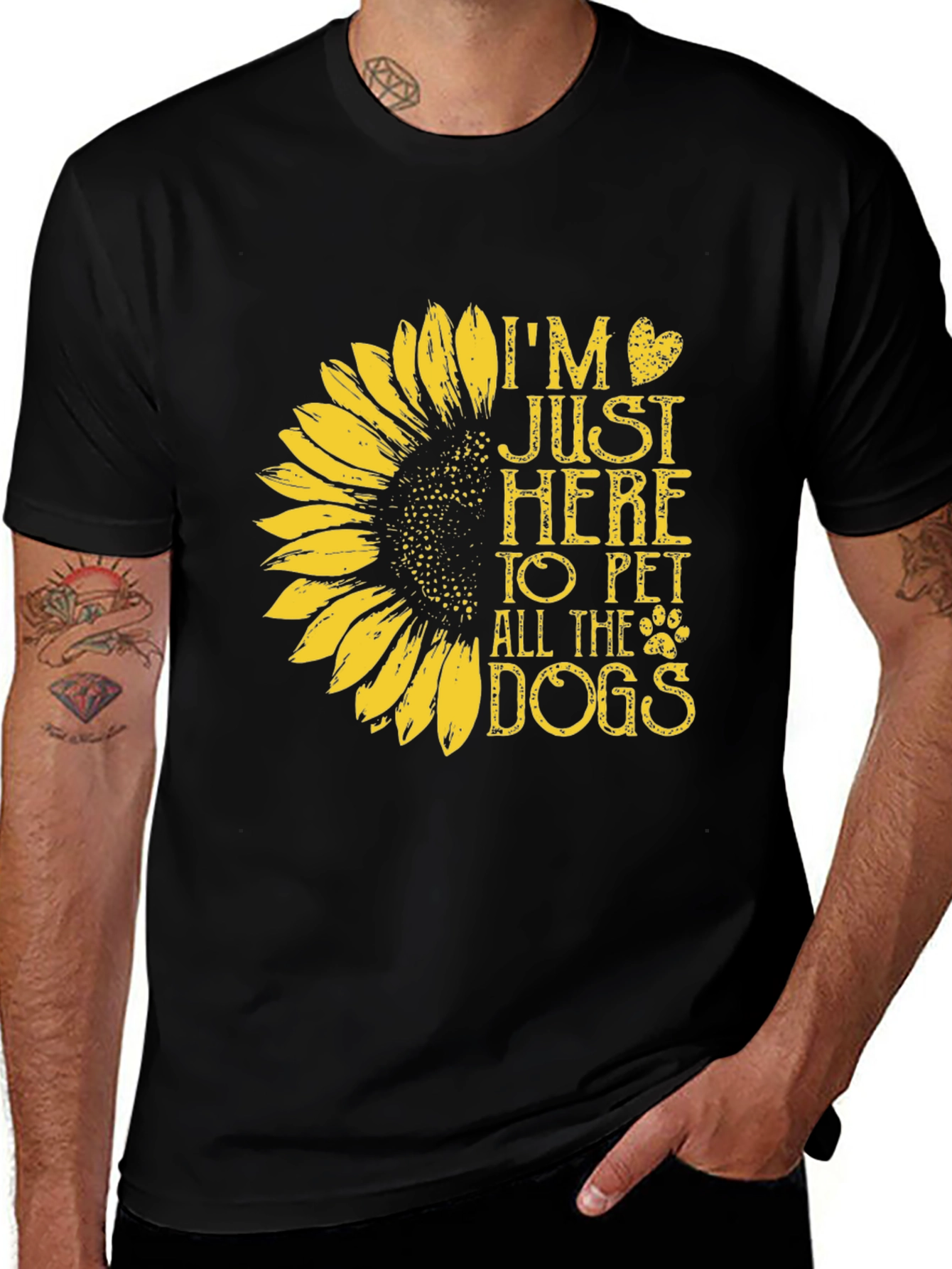 I’m Just Here to Pet All the Dogs T-Shirt – Sunflower Dog Lover Tee