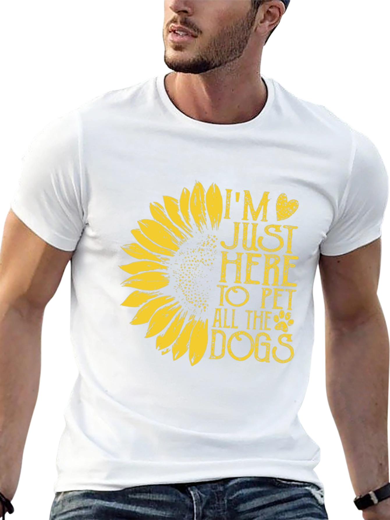 I’m Just Here to Pet All the Dogs T-Shirt – Sunflower Dog Lover Tee