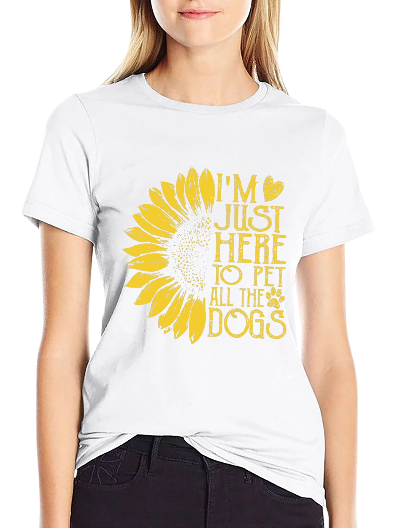 I’m Just Here to Pet All the Dogs T-Shirt – Sunflower Dog Lover Tee