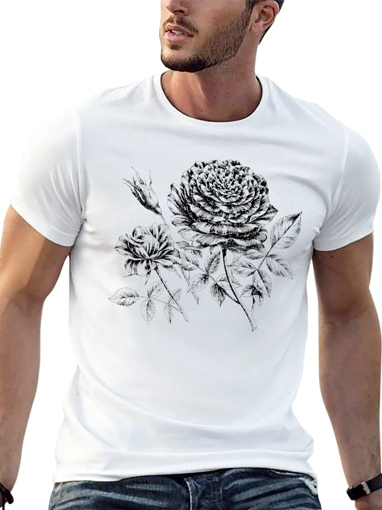 Black Rose Graphic T-Shirt - Stylish Floral Design