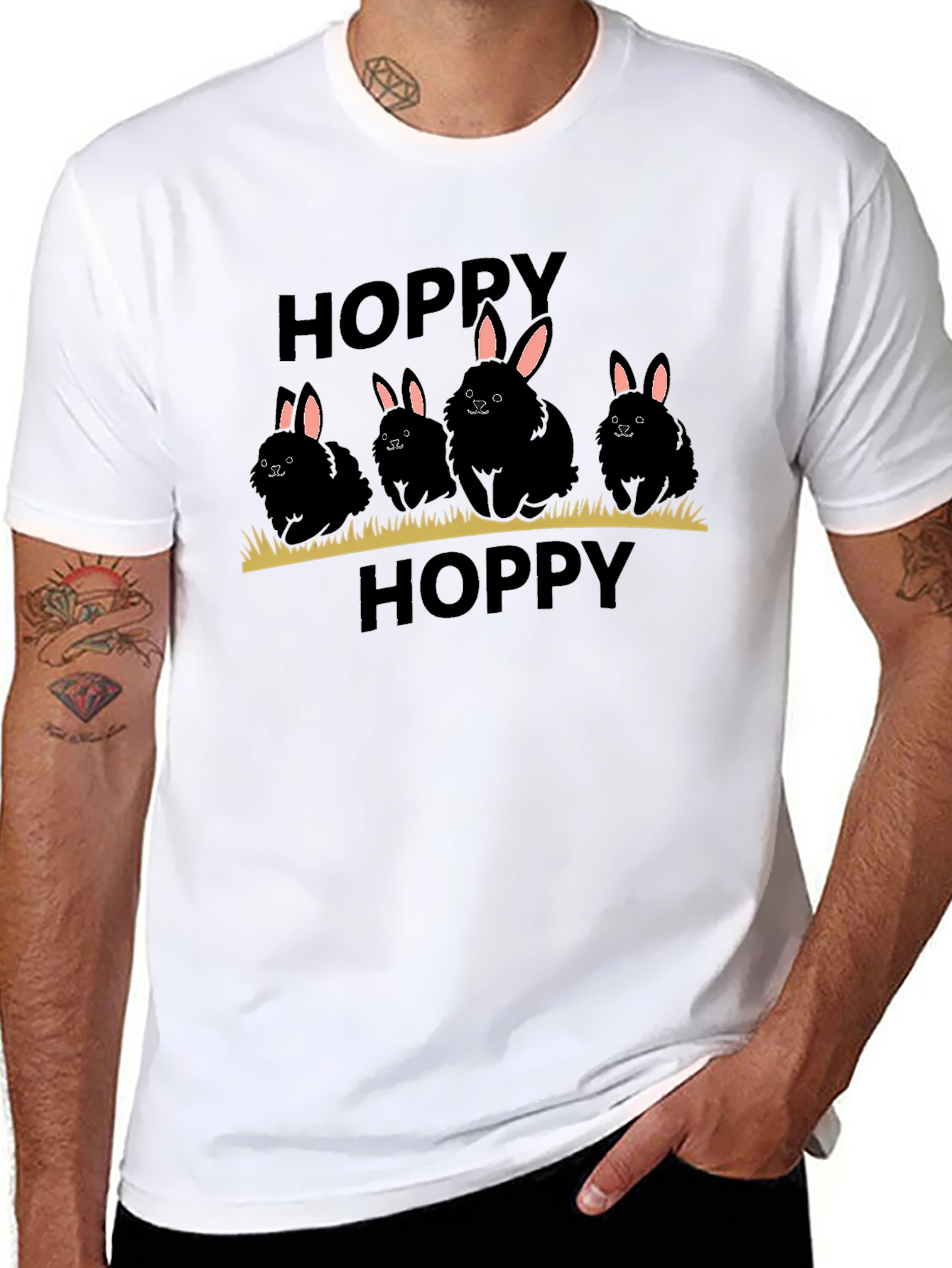 Hoppy Easter Bunny Black T-Shirt