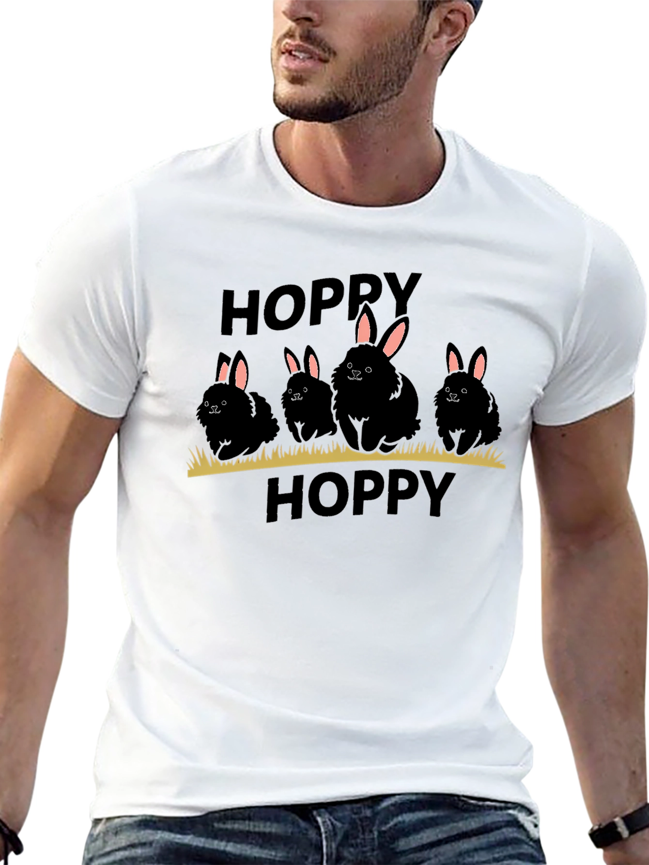 Hoppy Easter Bunny Black T-Shirt