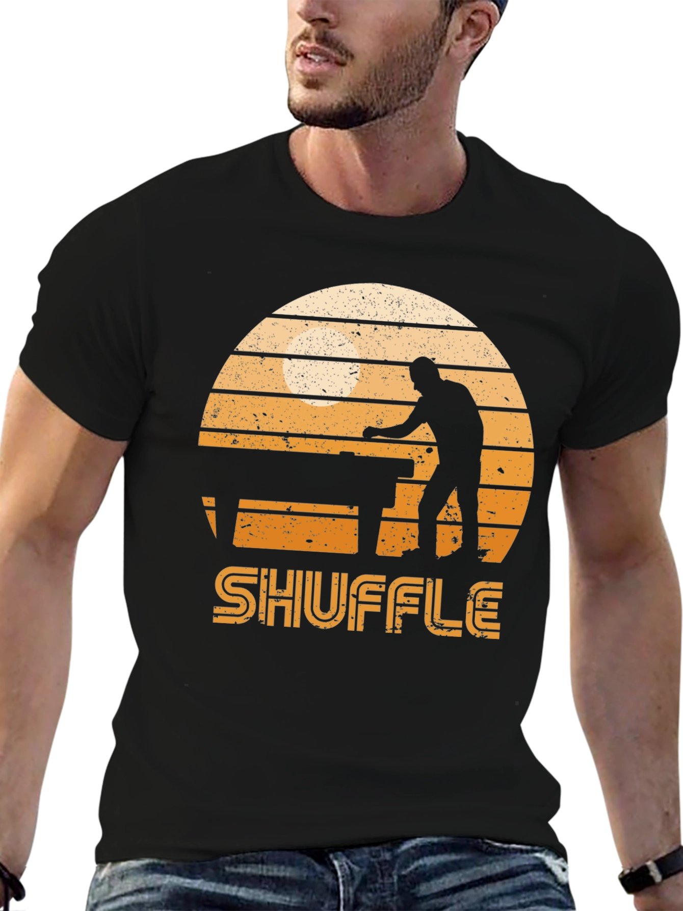 Shuffleboard Graphic Tee - Retro Sunset Design