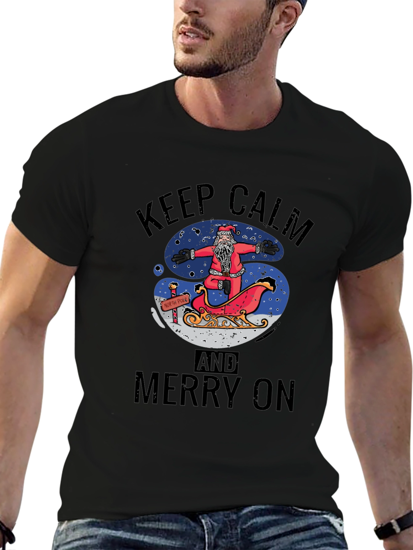 Keep Calm and Merry On Santa T-Shirt