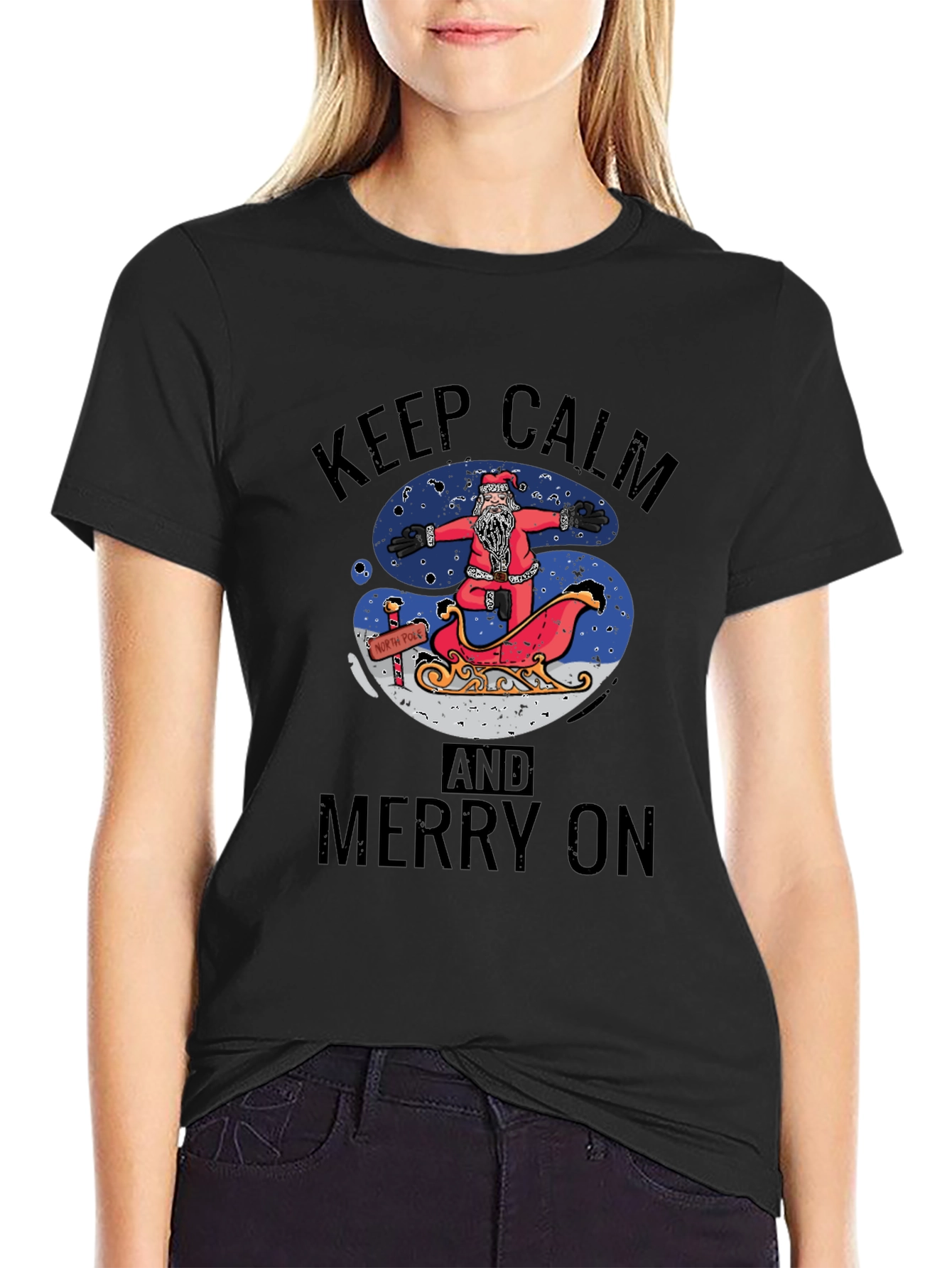 Keep Calm and Merry On Santa T-Shirt